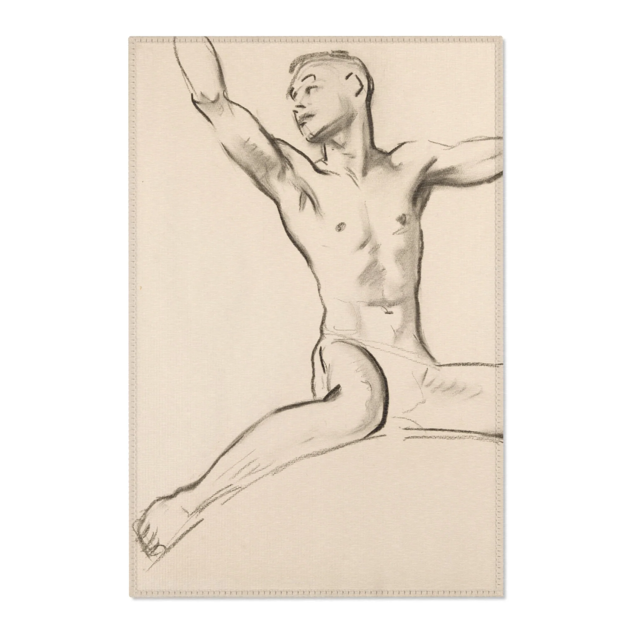 John Singer Sargent - Seated Male Nude, Arms Uplifted | Area Rug