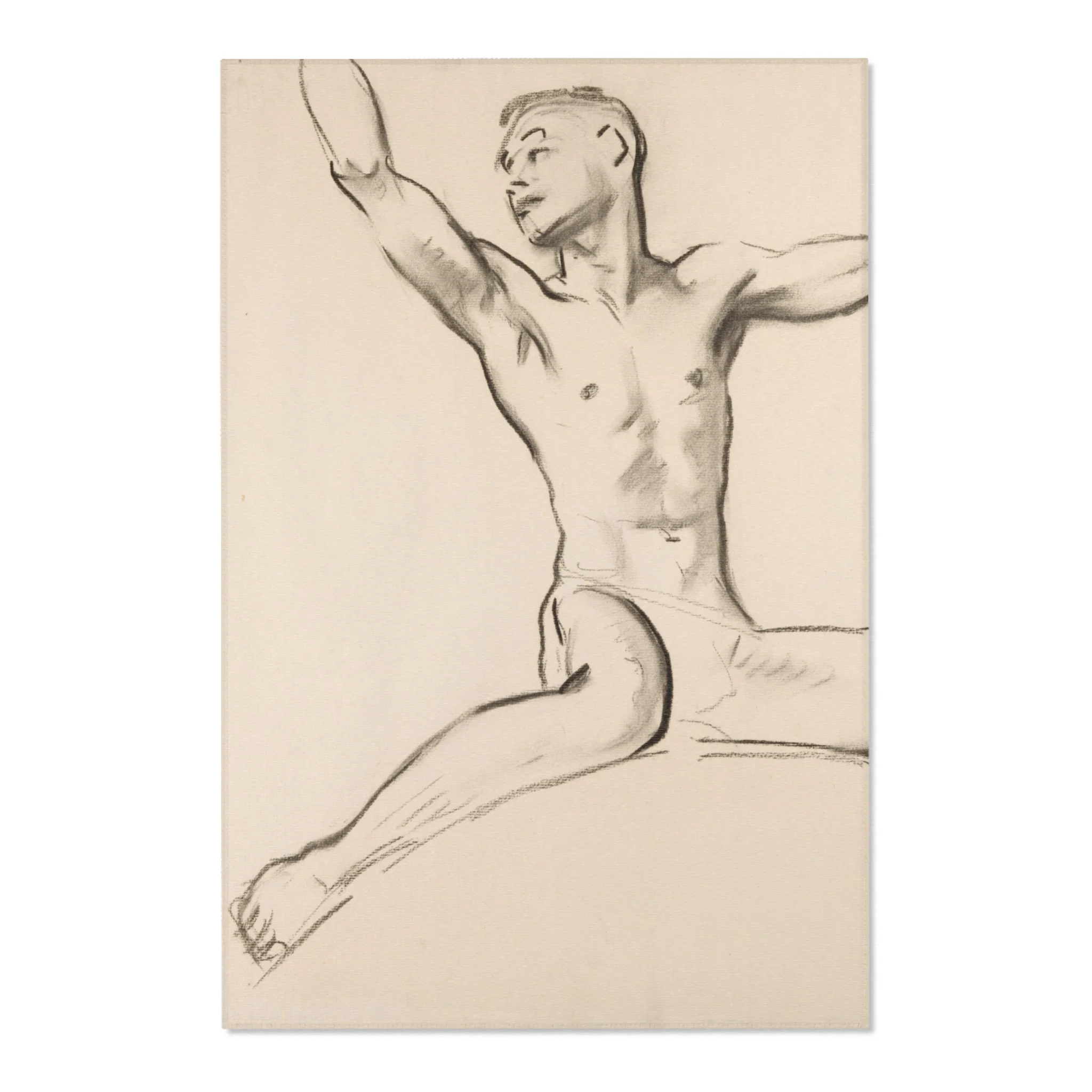 John Singer Sargent - Seated Male Nude, Arms Uplifted | Area Rug - Image 3