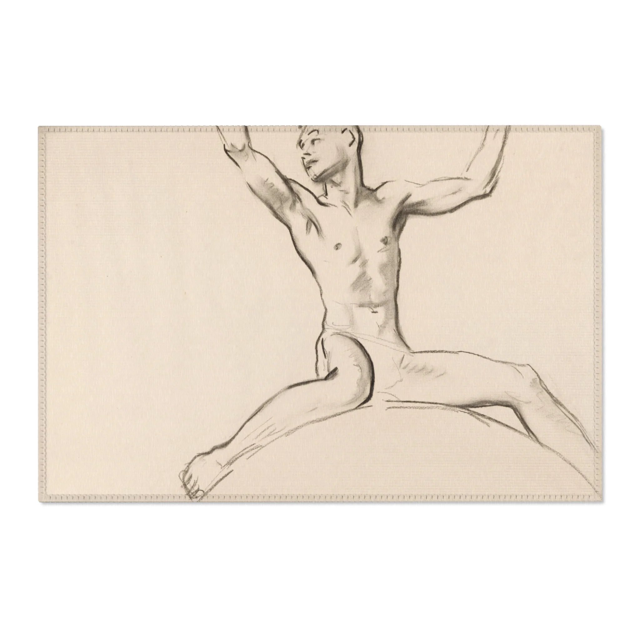 John Singer Sargent - Seated Male Nude, Arms Uplifted | Area Rug - Image 4