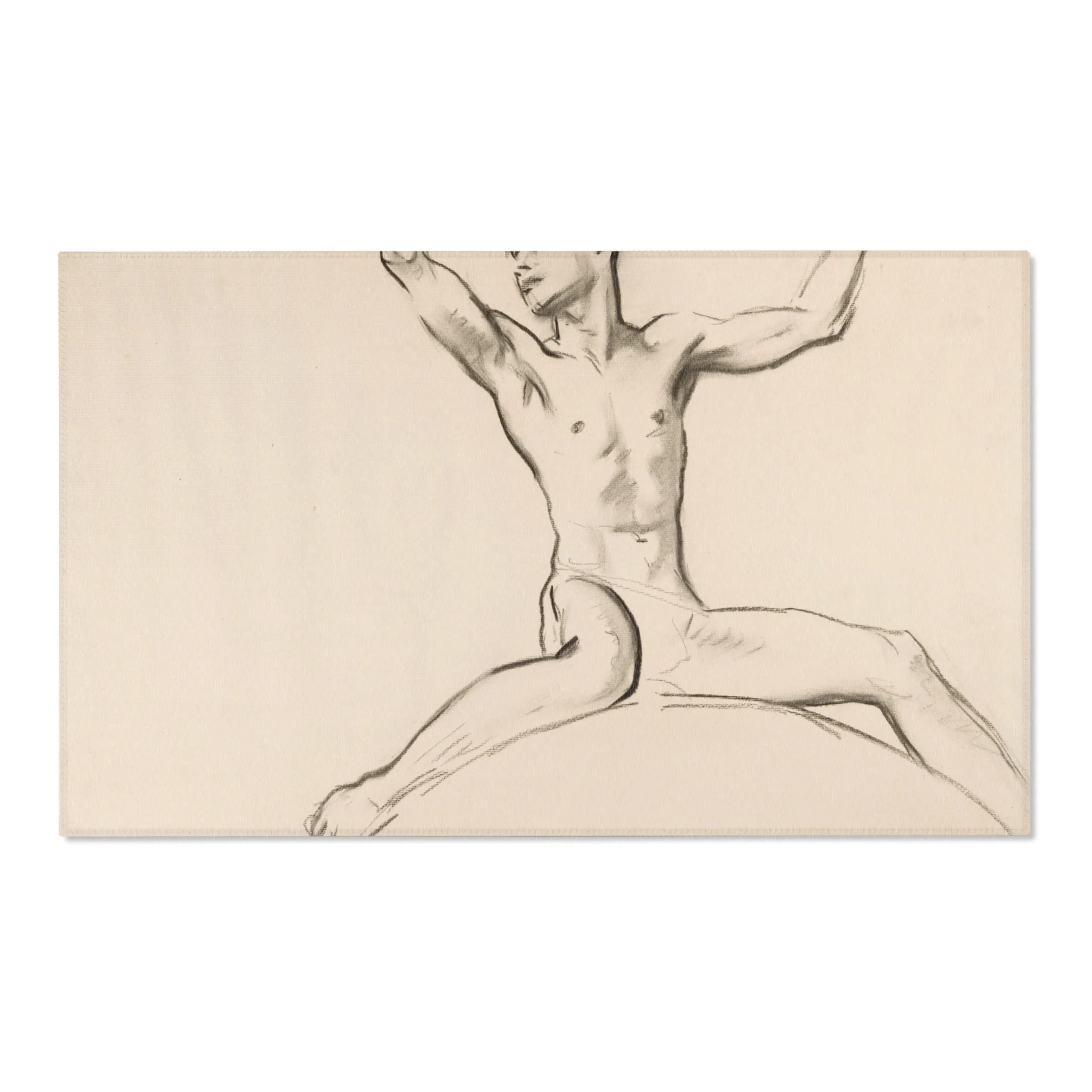 John Singer Sargent - Seated Male Nude, Arms Uplifted | Area Rug - Image 5