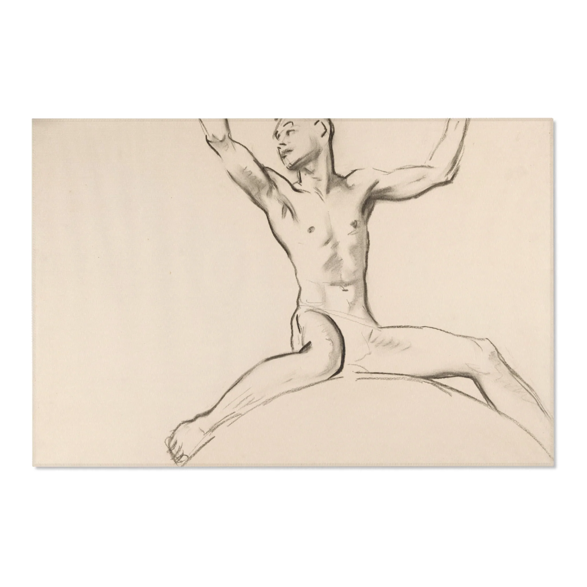 John Singer Sargent - Seated Male Nude, Arms Uplifted | Area Rug - Image 6