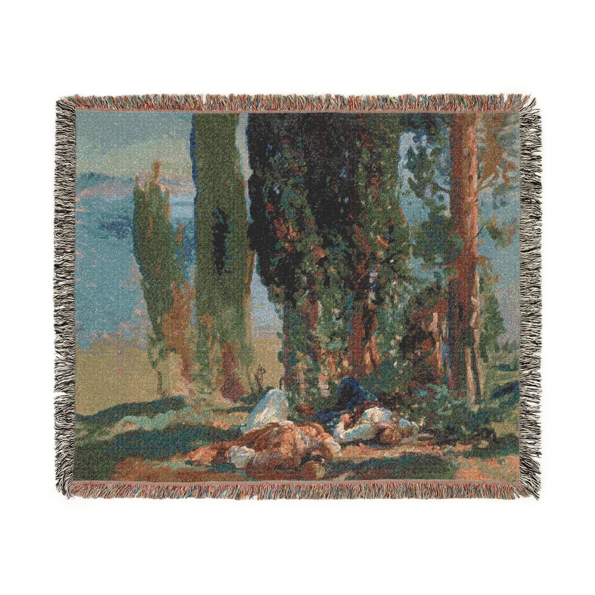John Singer Sargent - Under the Cypress Trees at Corfu | Woven Tapestry Blanket - Image 7