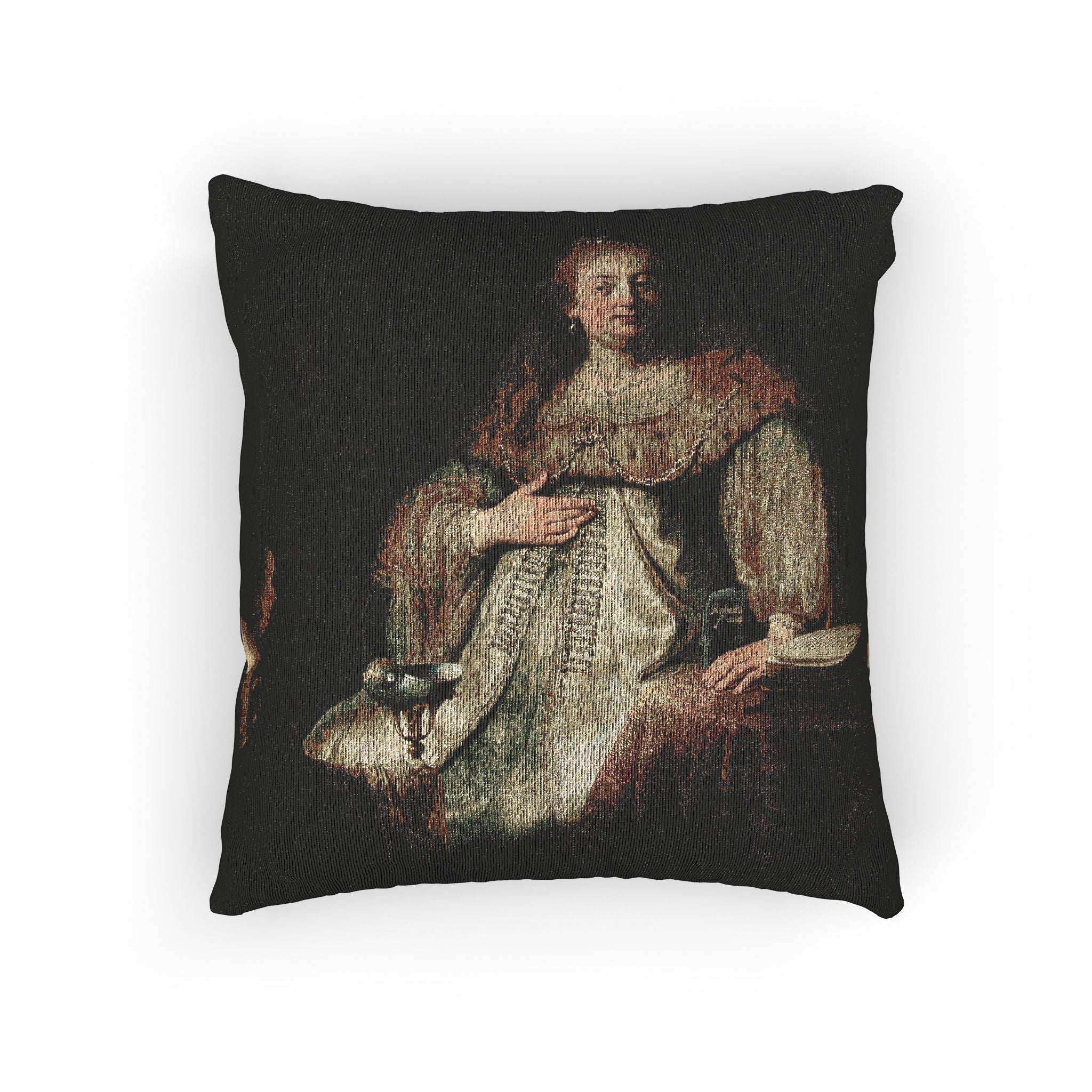 Judith at the Banquet of Holofernes (previously known as Artemisia), by Rembrandt, from Prado in Google Earth | Woven Pillow - Image 3