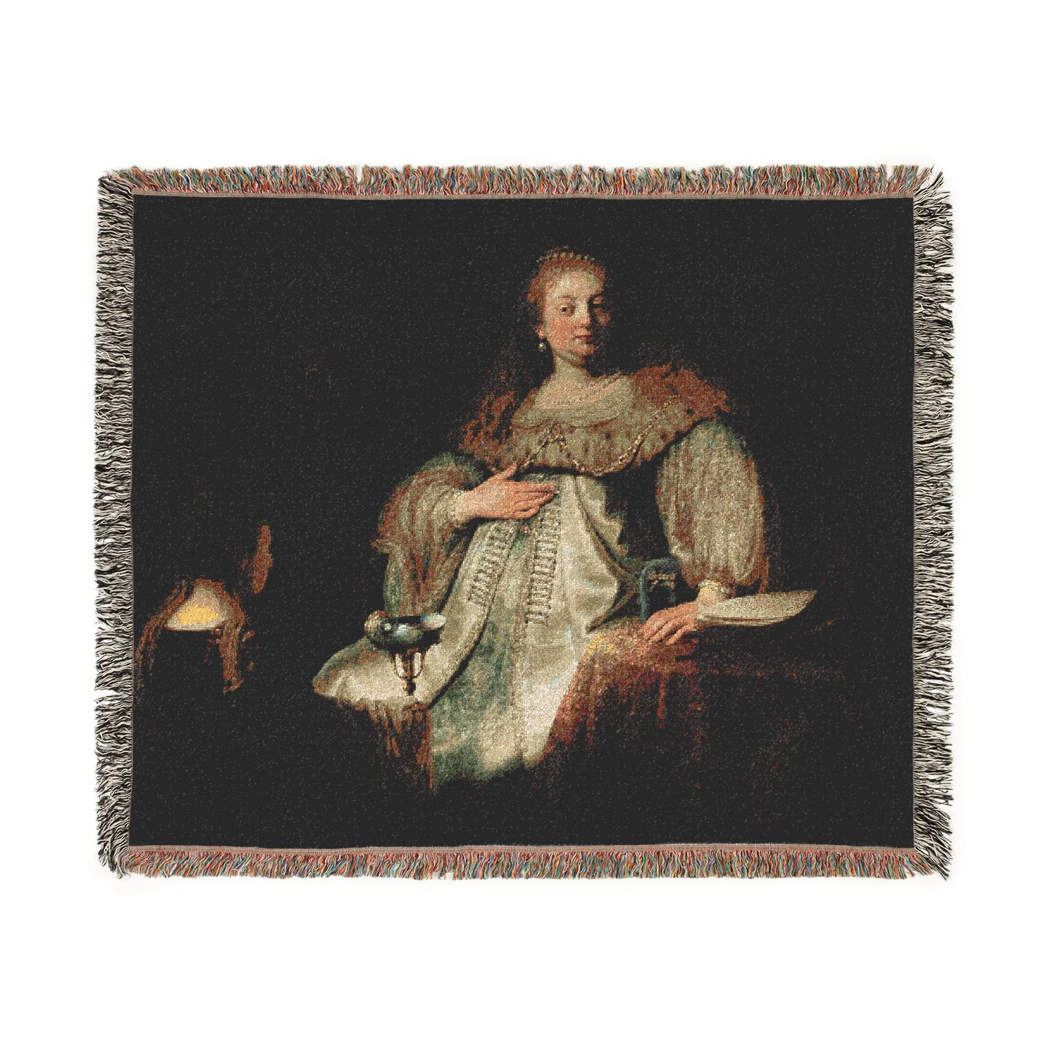 Judith at the Banquet of Holofernes (previously known as Artemisia), by Rembrandt, from Prado in Google Earth | Woven Tapestry Blanket - Image 7