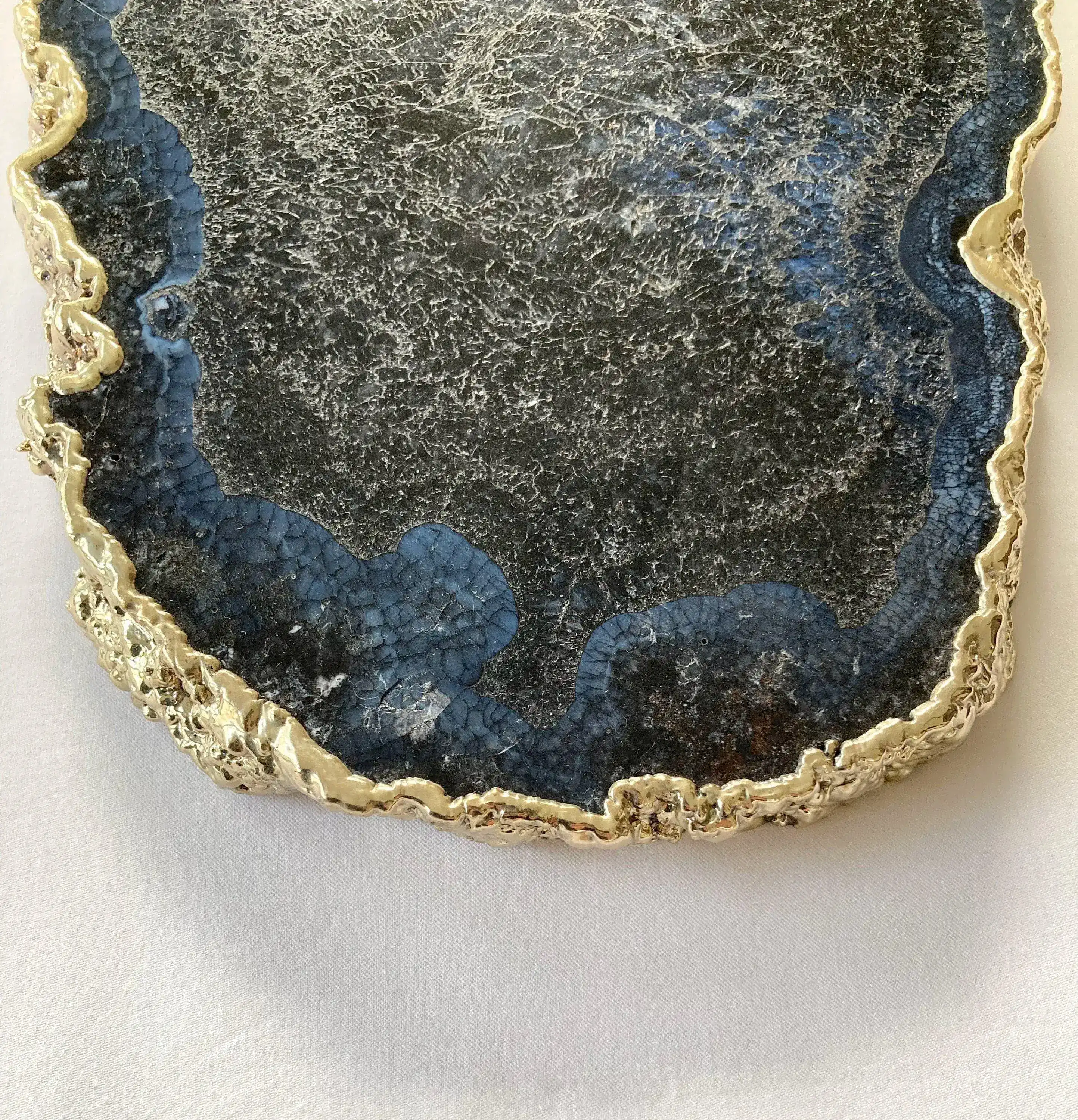 Large Black and Blue Agate Cheese Platter Tray - Image 2