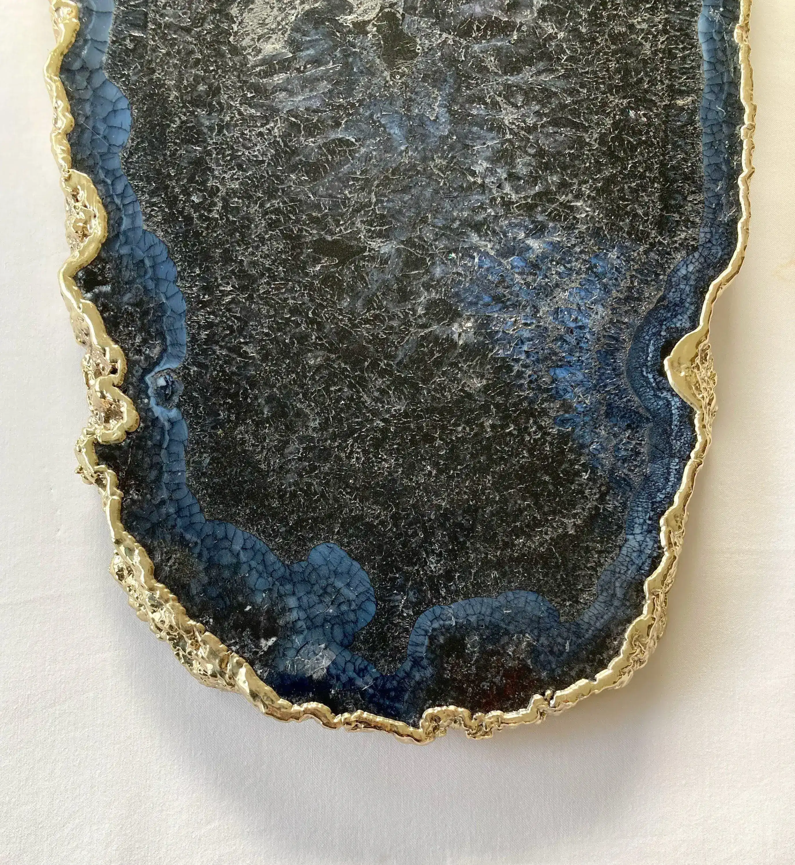 Large Black and Blue Agate Cheese Platter Tray - Image 3