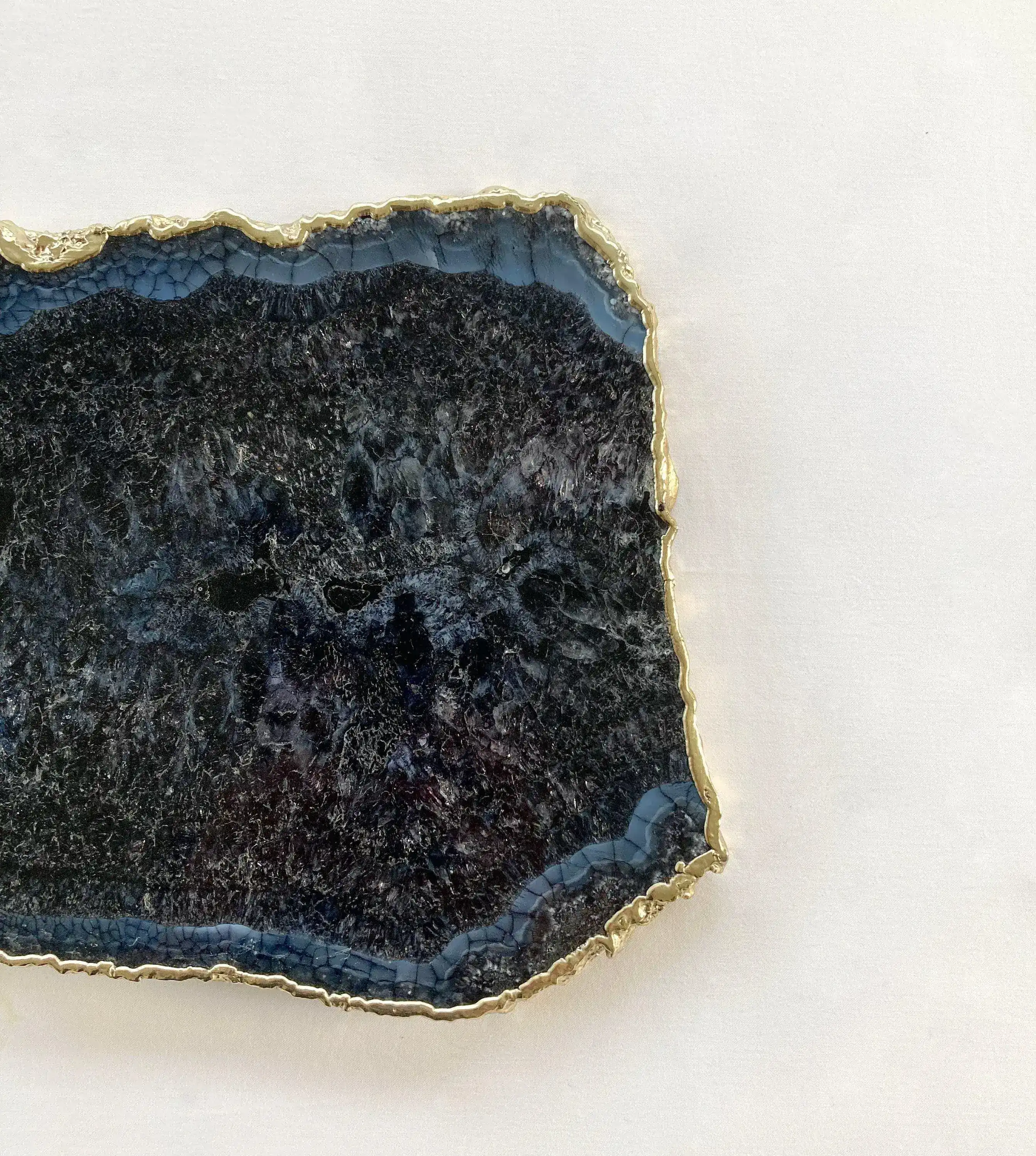 Large Black and Blue Agate Cheese Platter Tray - Image 4