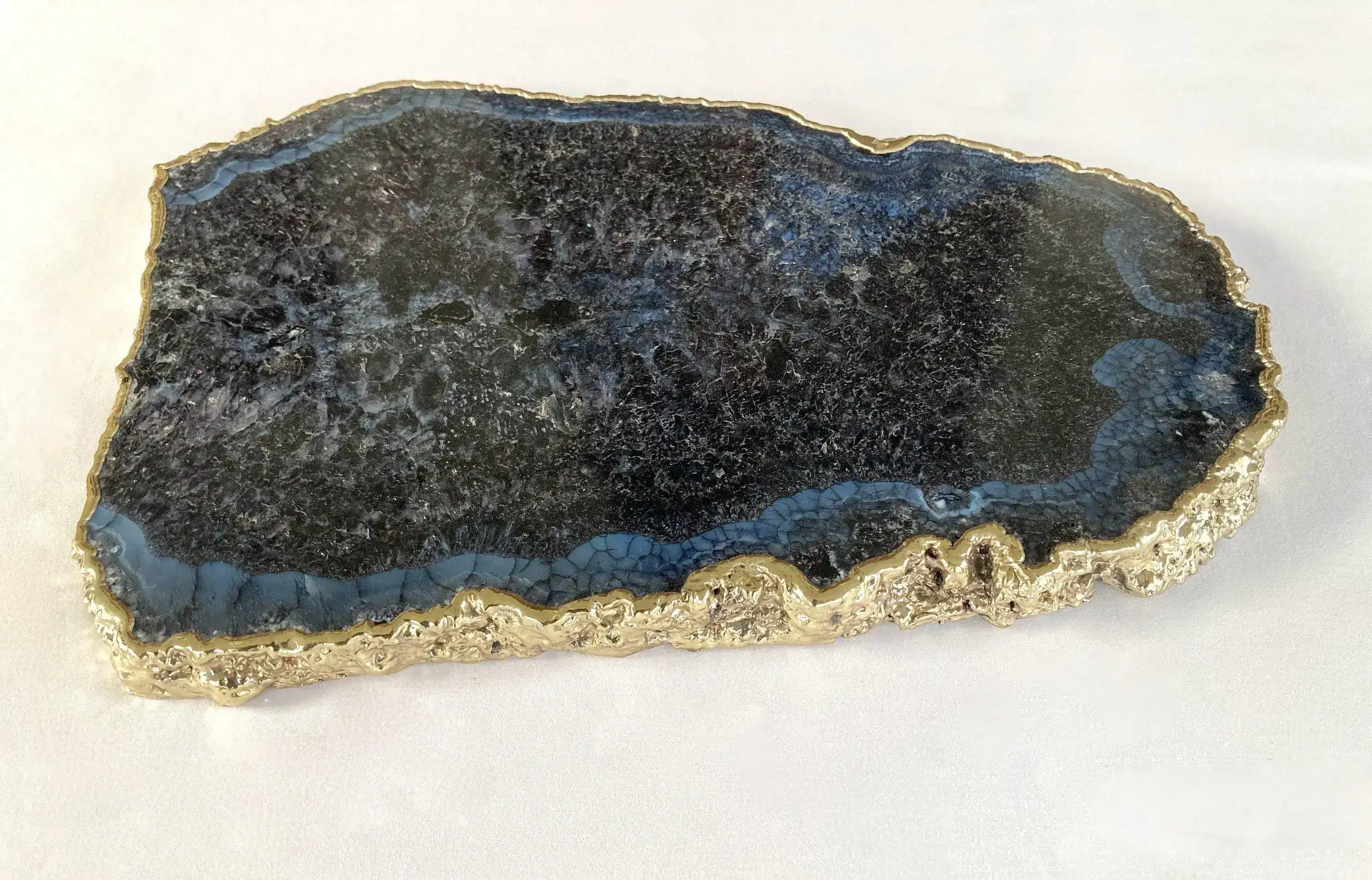 Large Black and Blue Agate Cheese Platter Tray - Image 5