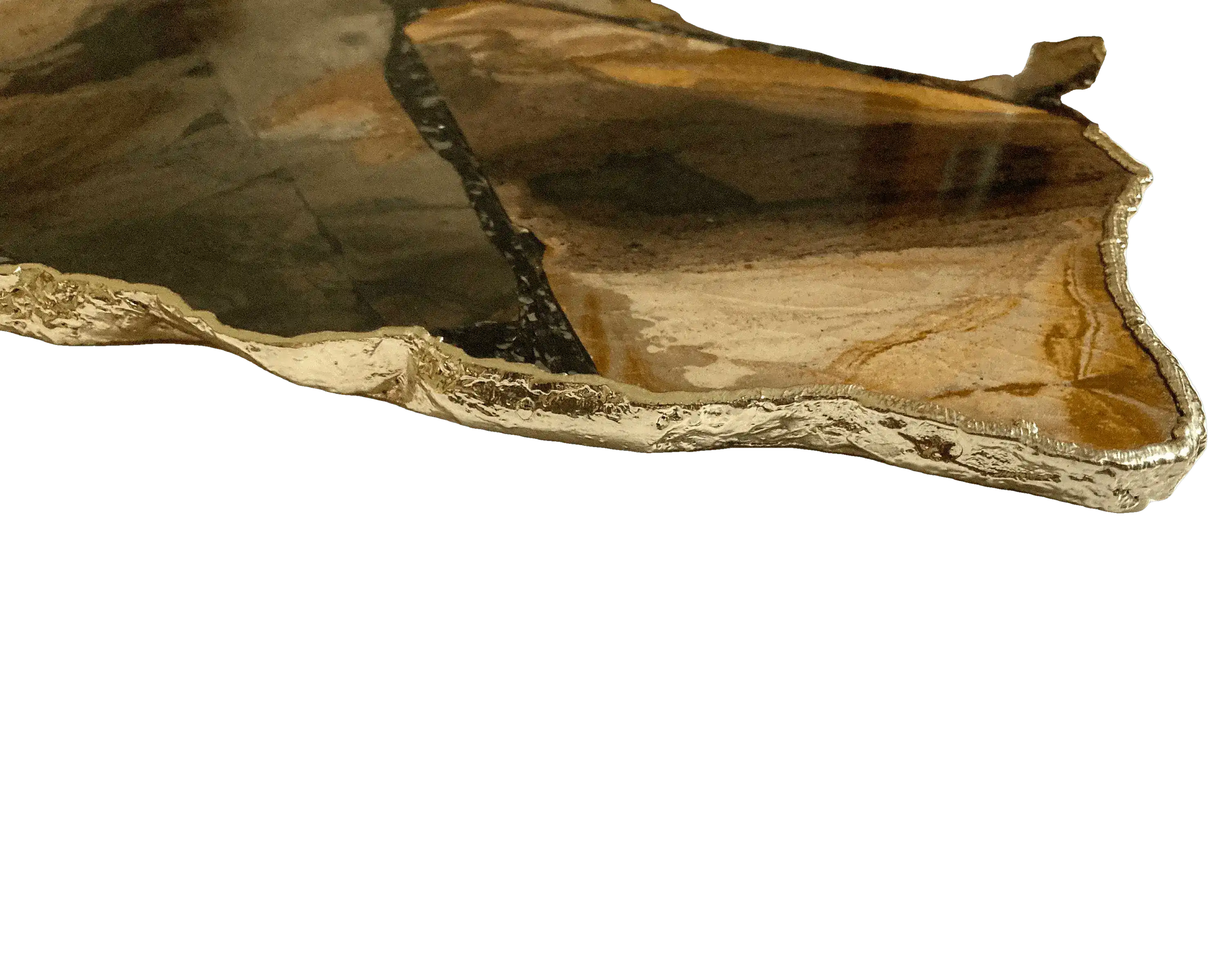 Large Brown Agate Serving Tray With Brass Handles - Image 5