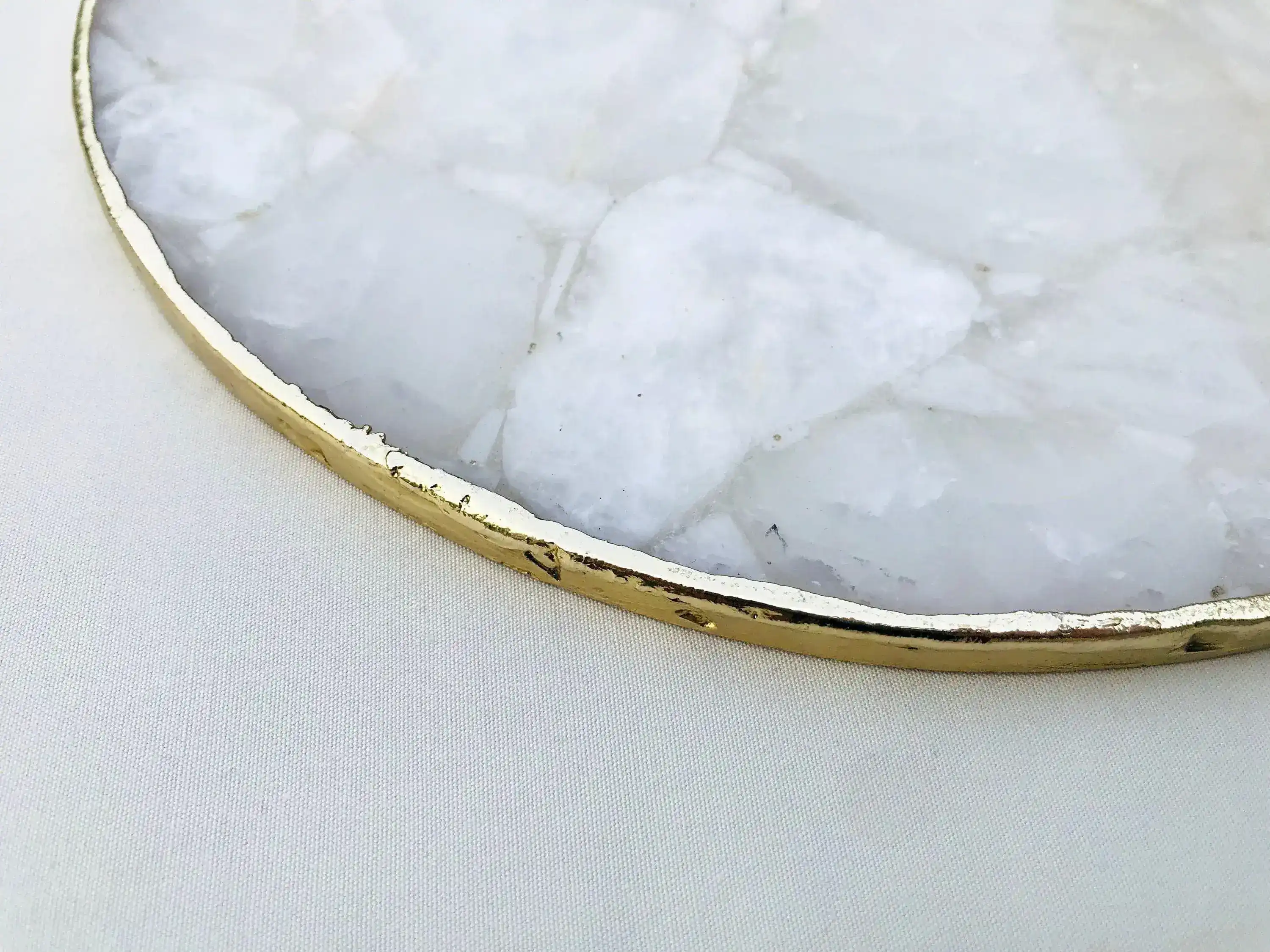 Large Clear Crystal Agate Round Cheese Platter Tray - Image 2