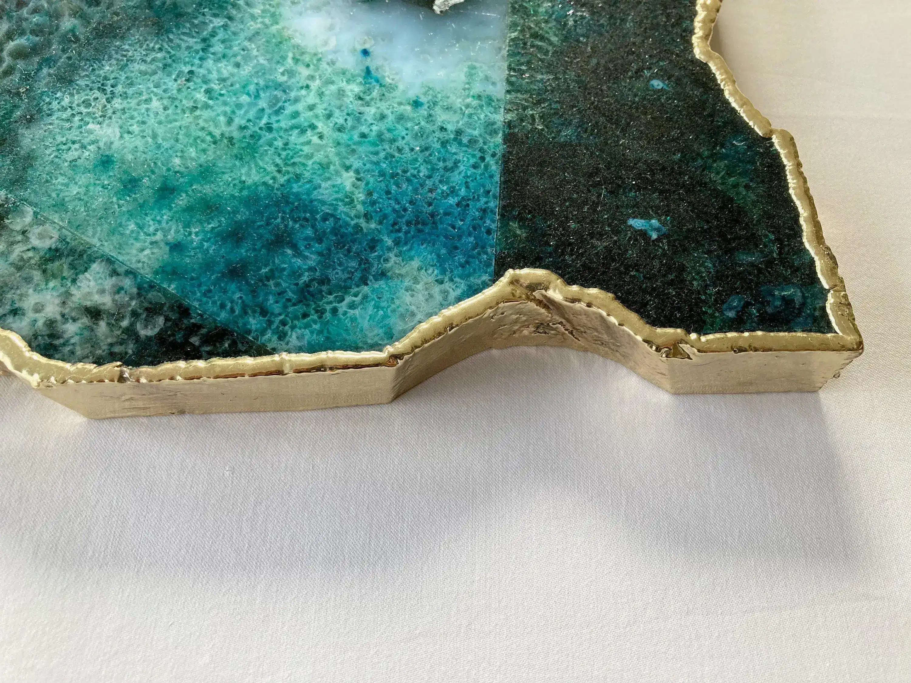 Large Composite Green Agate Cheese Platter Tray - Image 2
