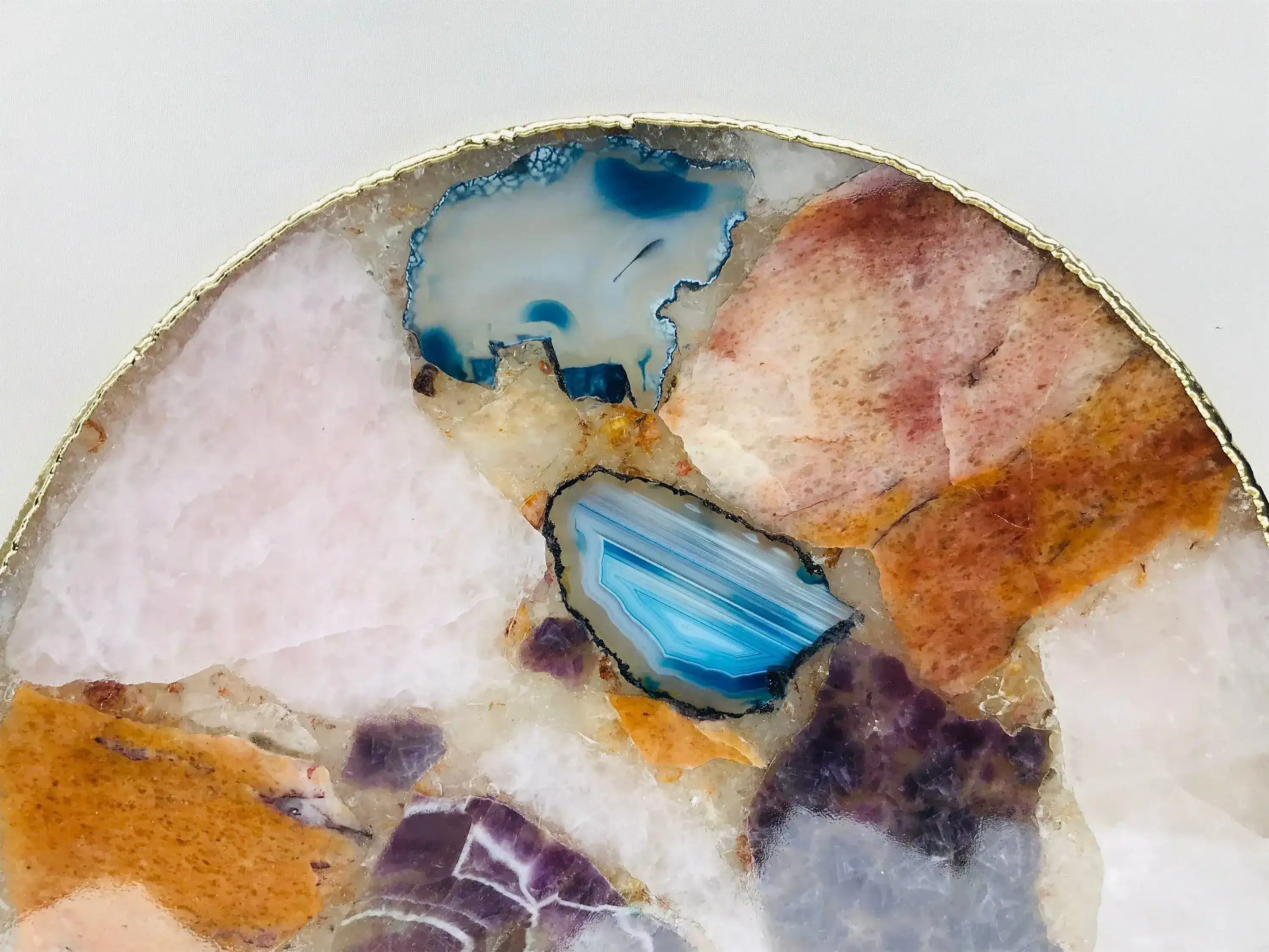 Large Multicolored Round Agate Platter Tray - Image 3