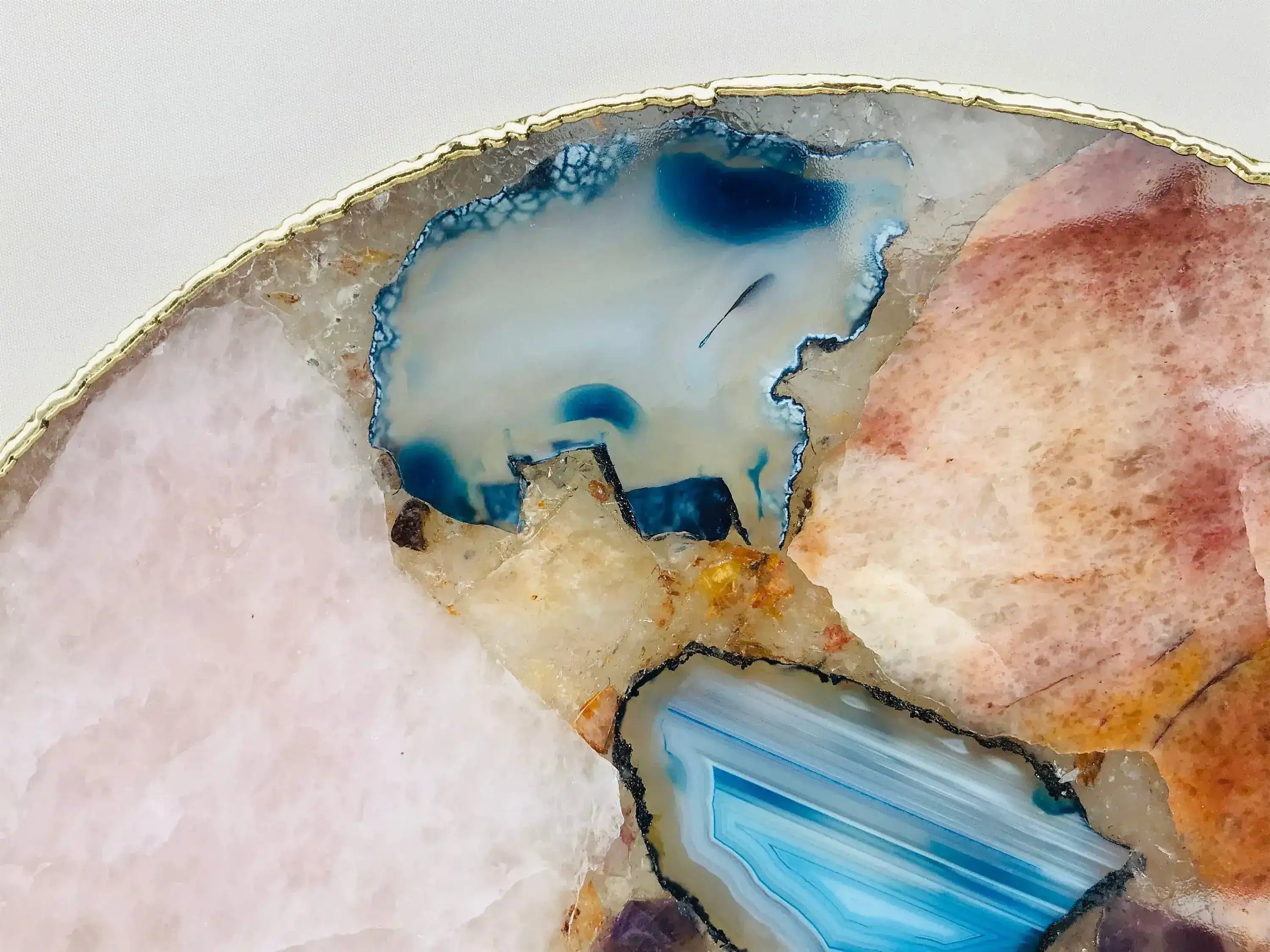 Large Multicolored Round Agate Platter Tray - Image 4