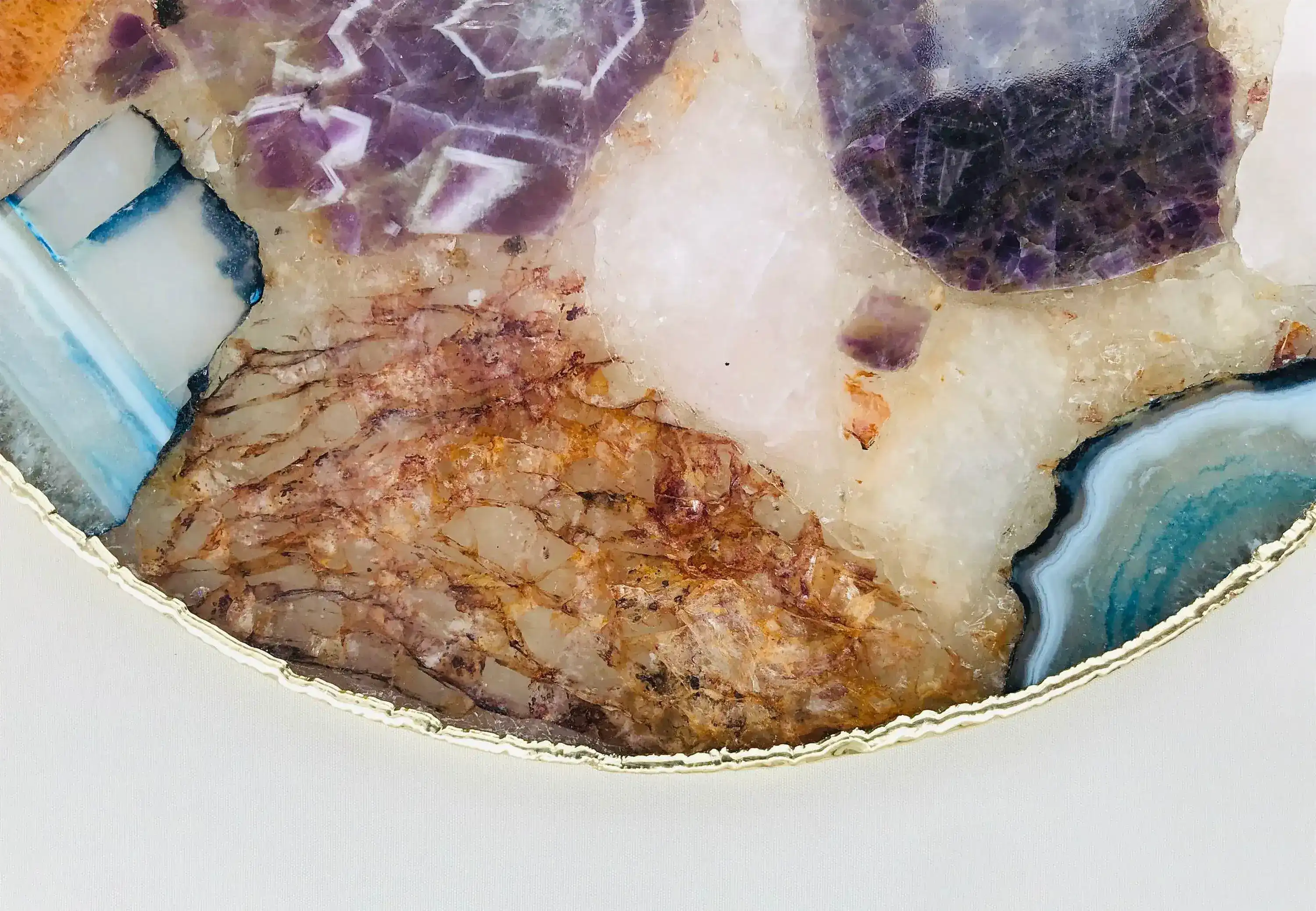Large Multicolored Round Agate Platter Tray - Image 6