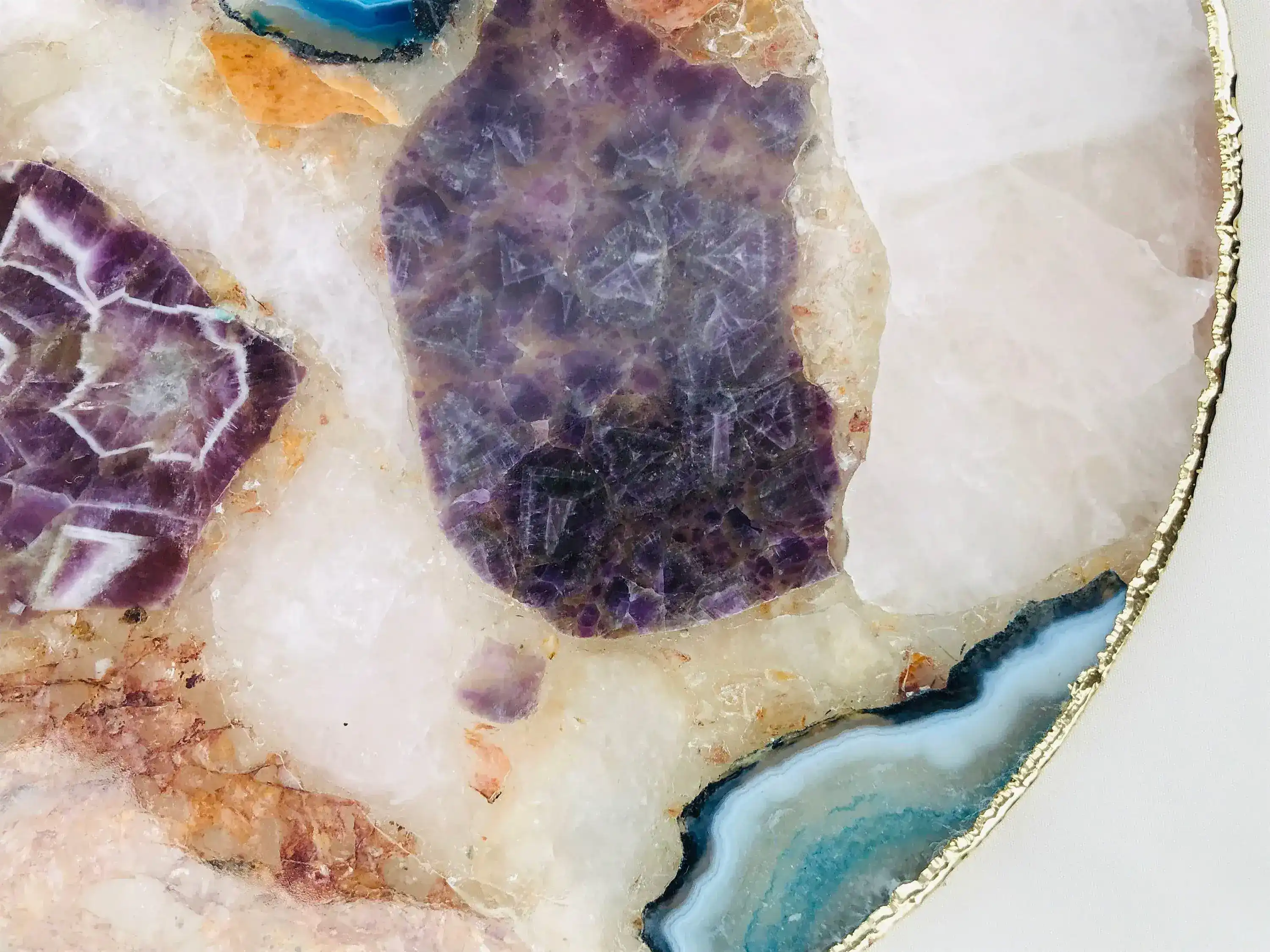 Large Multicolored Round Agate Platter Tray - Image 7