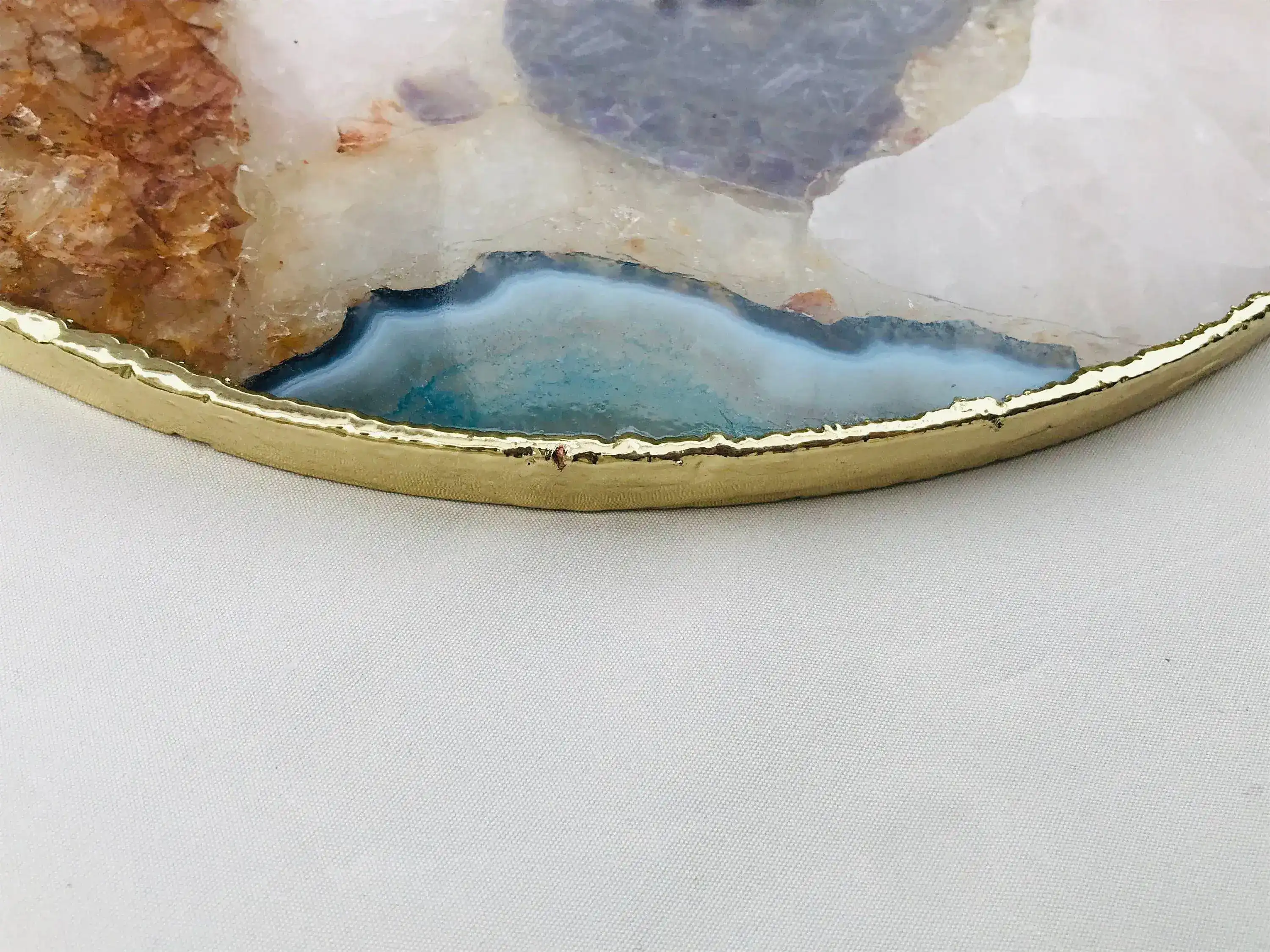 Large Multicolored Round Agate Platter Tray - Image 8