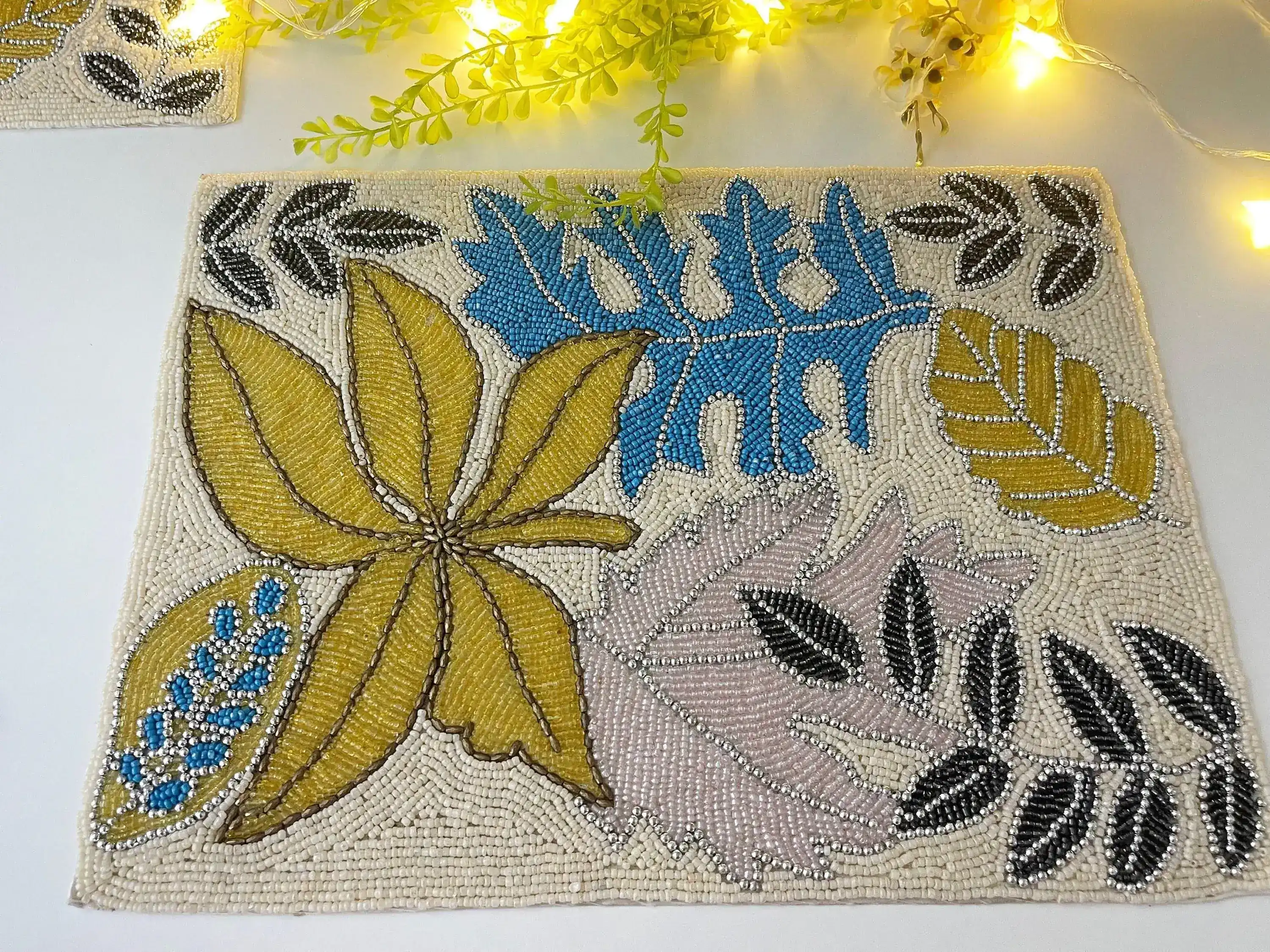 Leafy Beaded Rectangular Placemat - Image 3