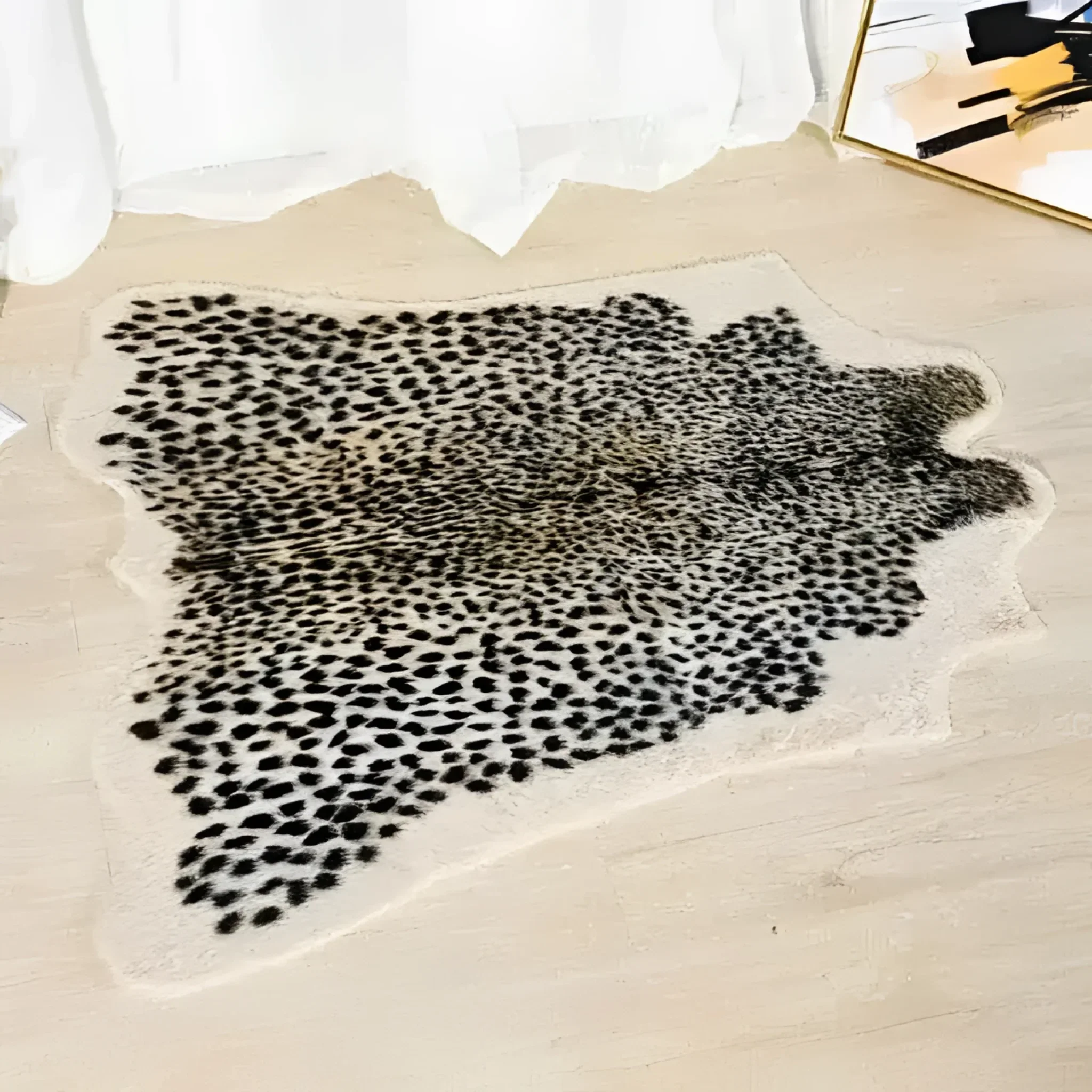 Leopard Print Faux Cowhide Skin Rug - Image 4