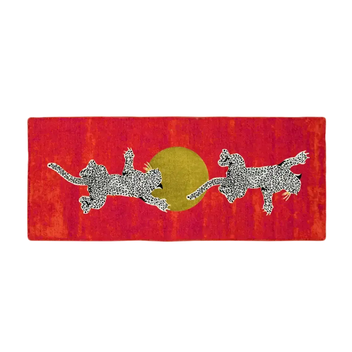 Leopards on Silky Road Hand Tufted Wool Rug Runner - Red - Image 4