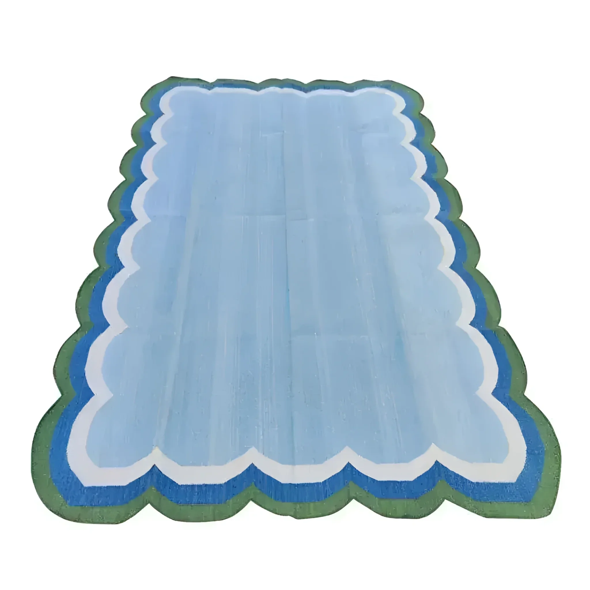 Light Blue Handmade Reversible Cotton Scalloped Rug 3' x 5' - Image 3