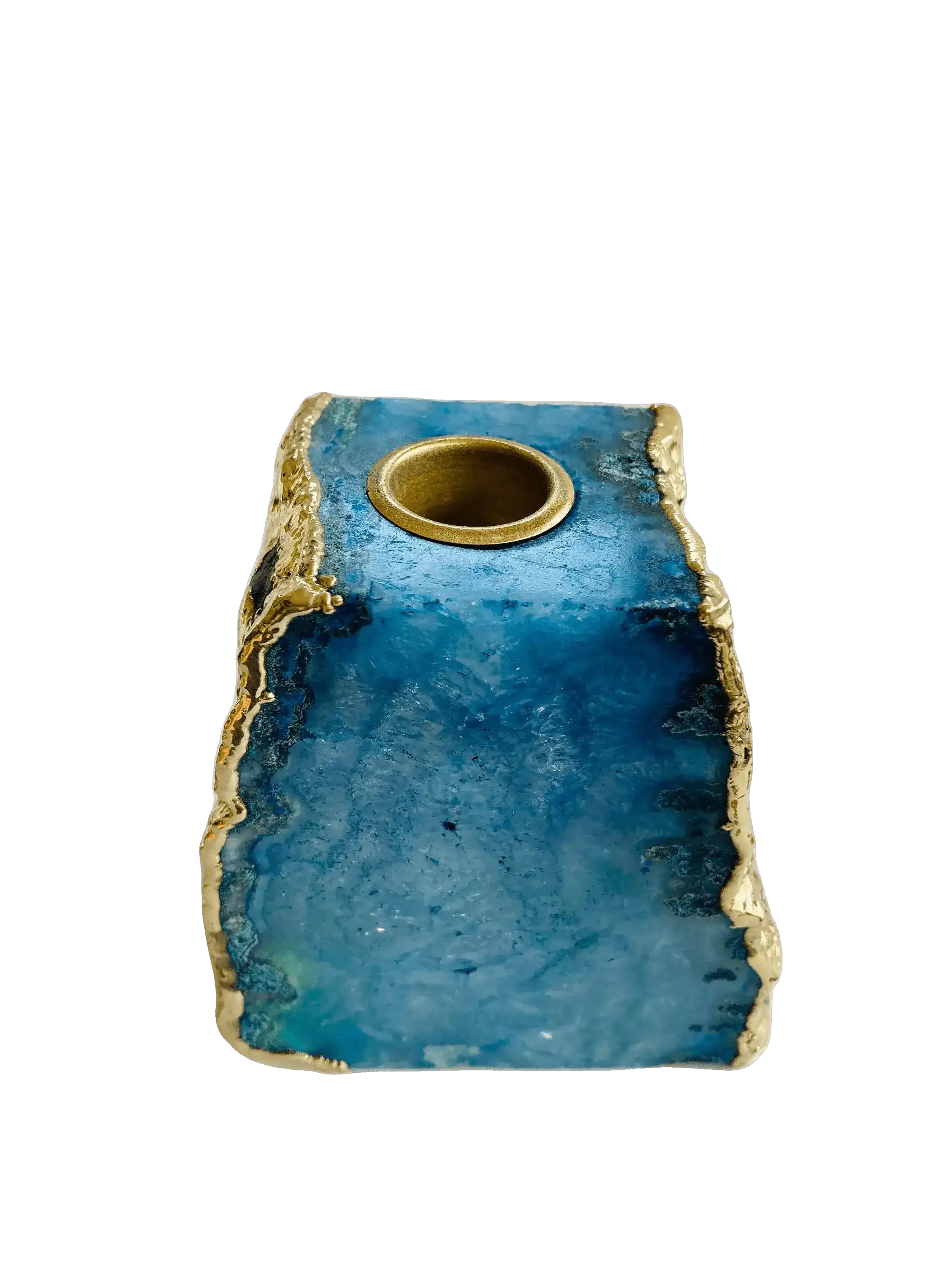 Light Blue Agate Gemstone Taper Candle Holder - Image 4