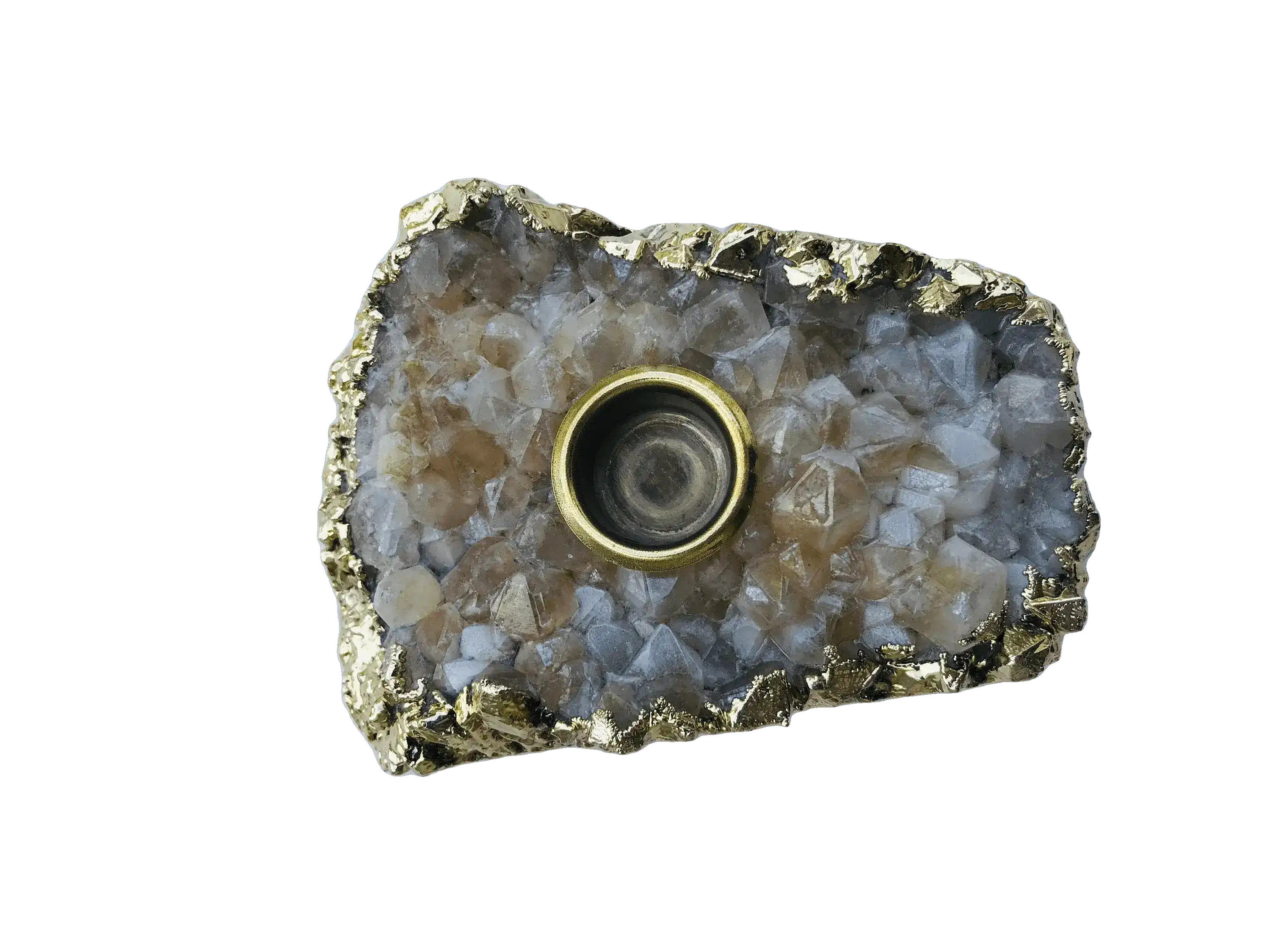 Light Brown Agate Gemstone Taper Candle Holder - Image 3