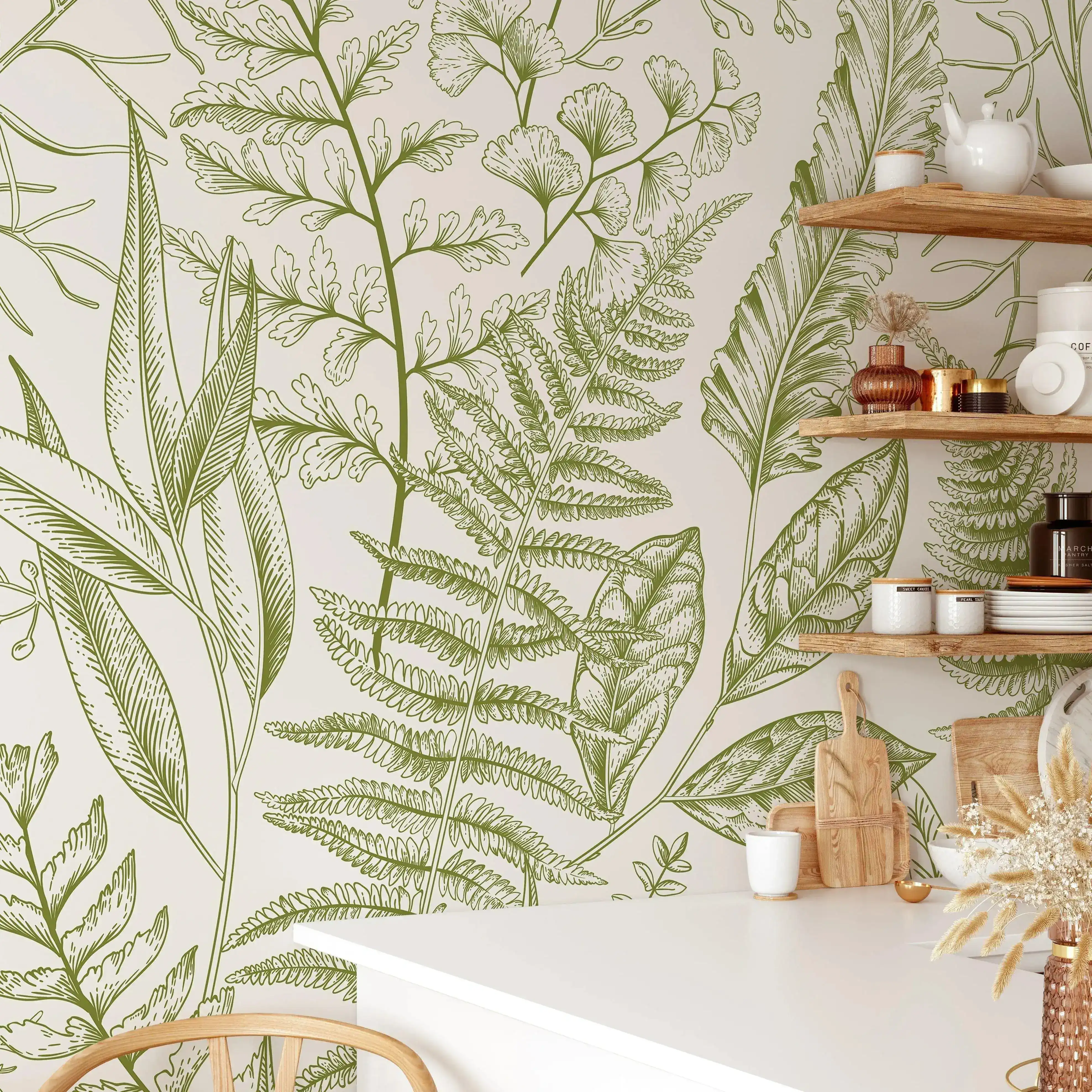 Light Green Fern Botanical Wall Mural - Image 3