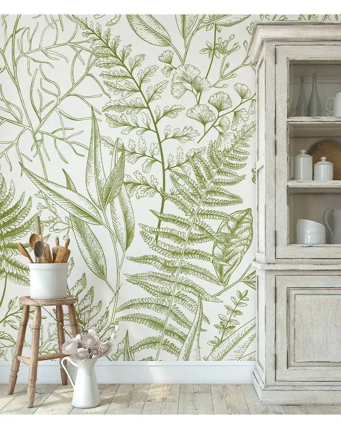 Light Green Fern Botanical Wall Mural - Image 6