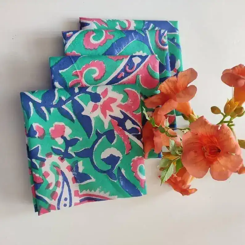 Lily Hand Block Print Cotton Napkins - Image 3