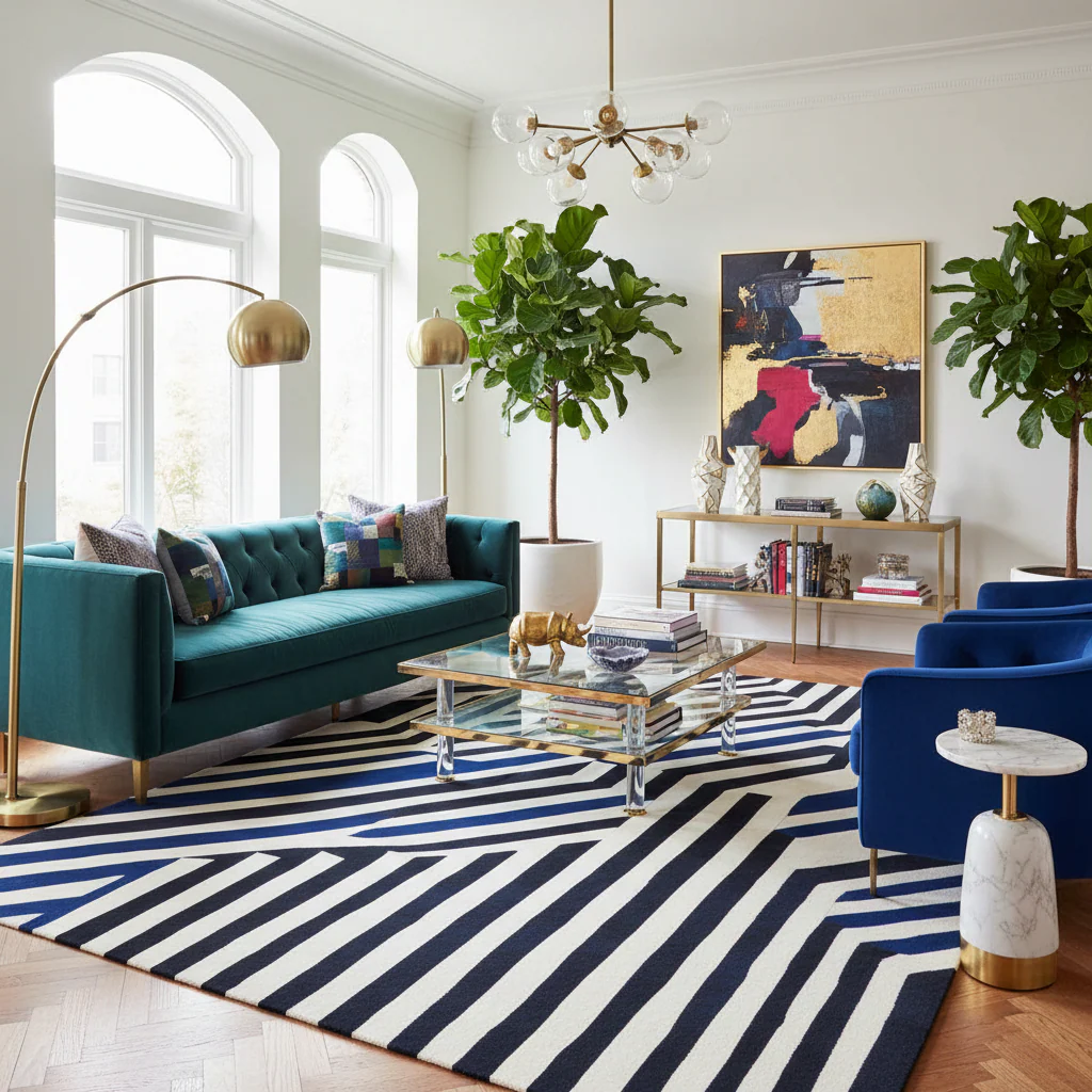 Line Rhythm Hand Tufted Rug - Image 2
