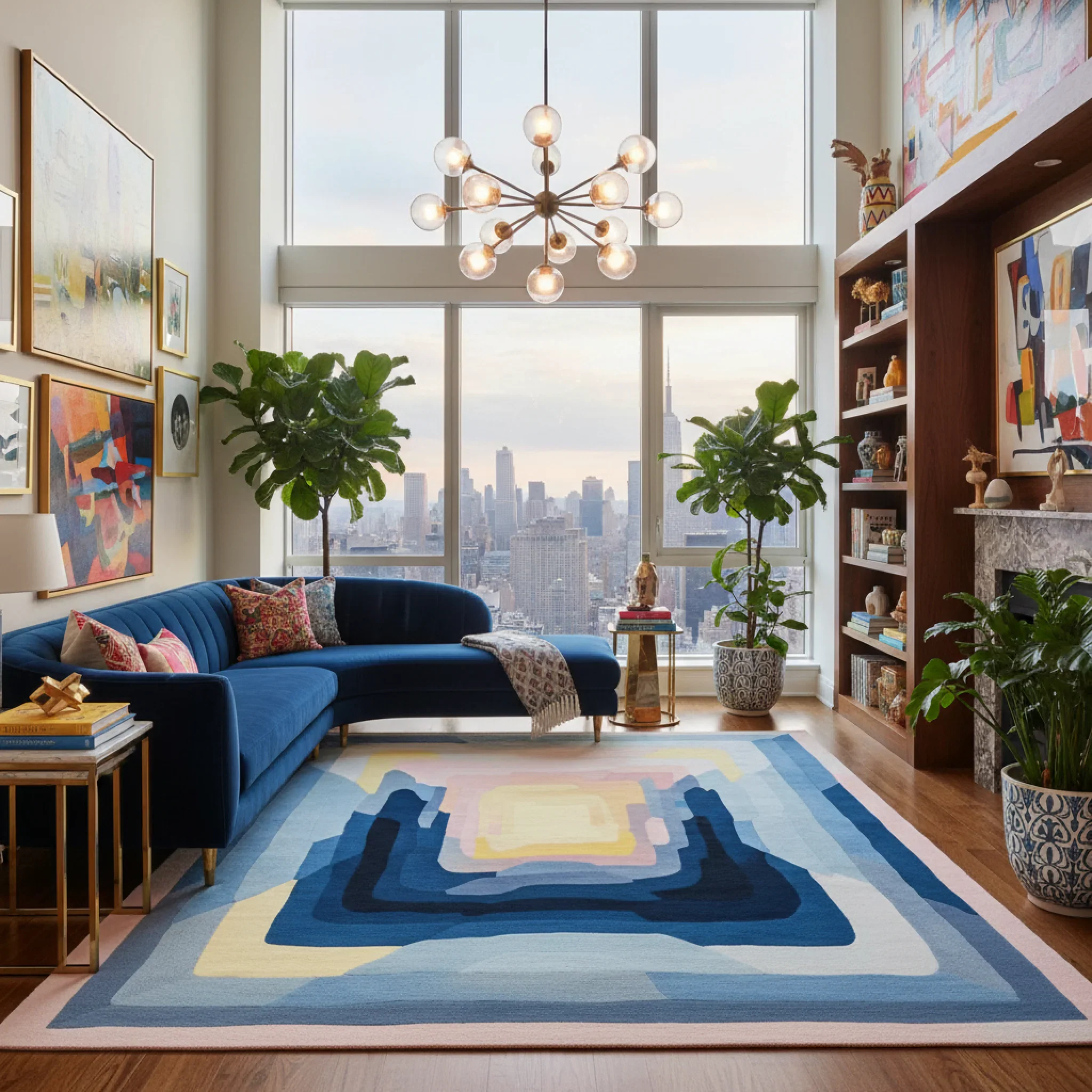 Linear Rhythm Frame Hand Tufted Rug - Image 2