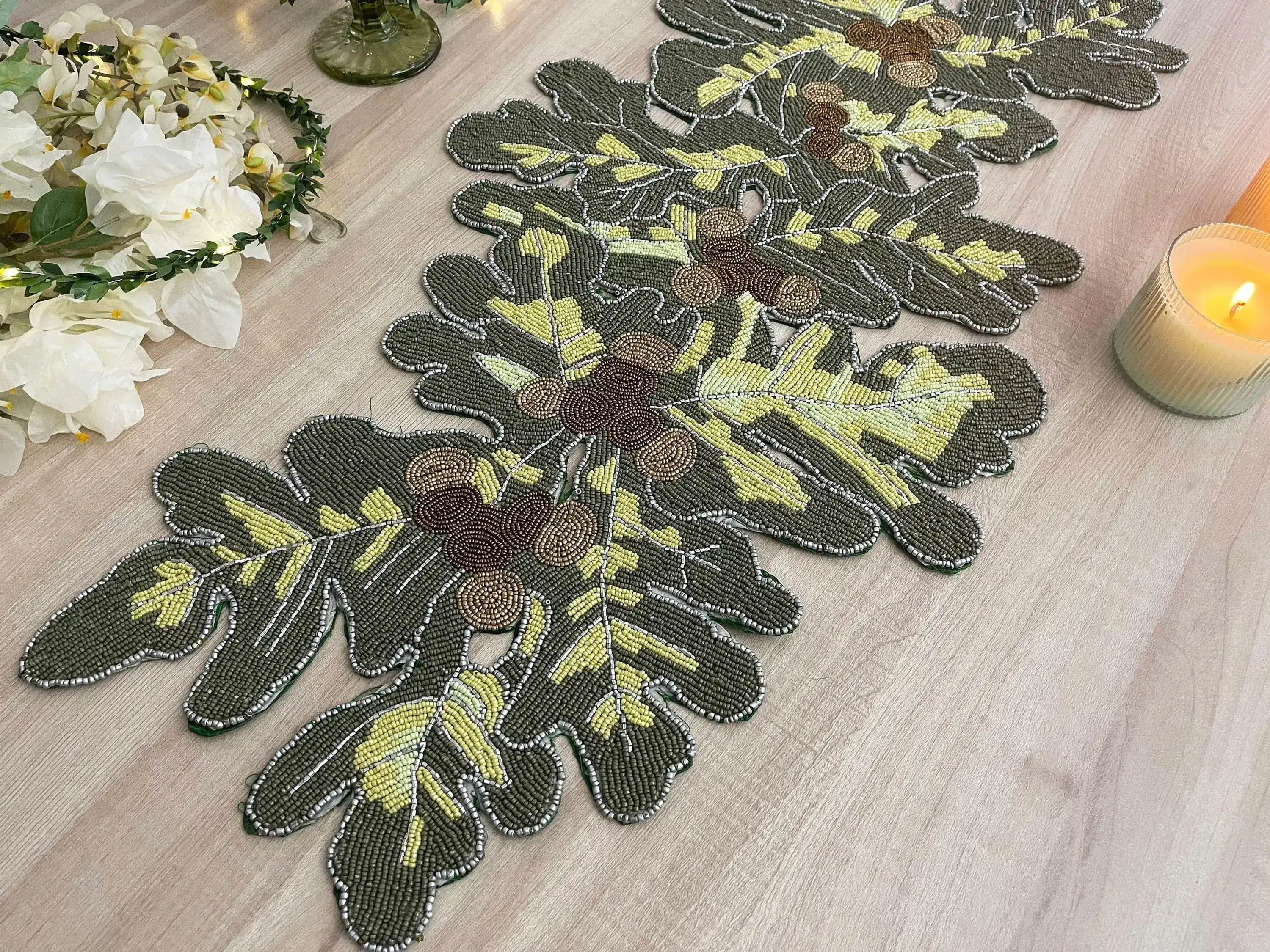 Long Leaf Beaded Table Runner - Image 10