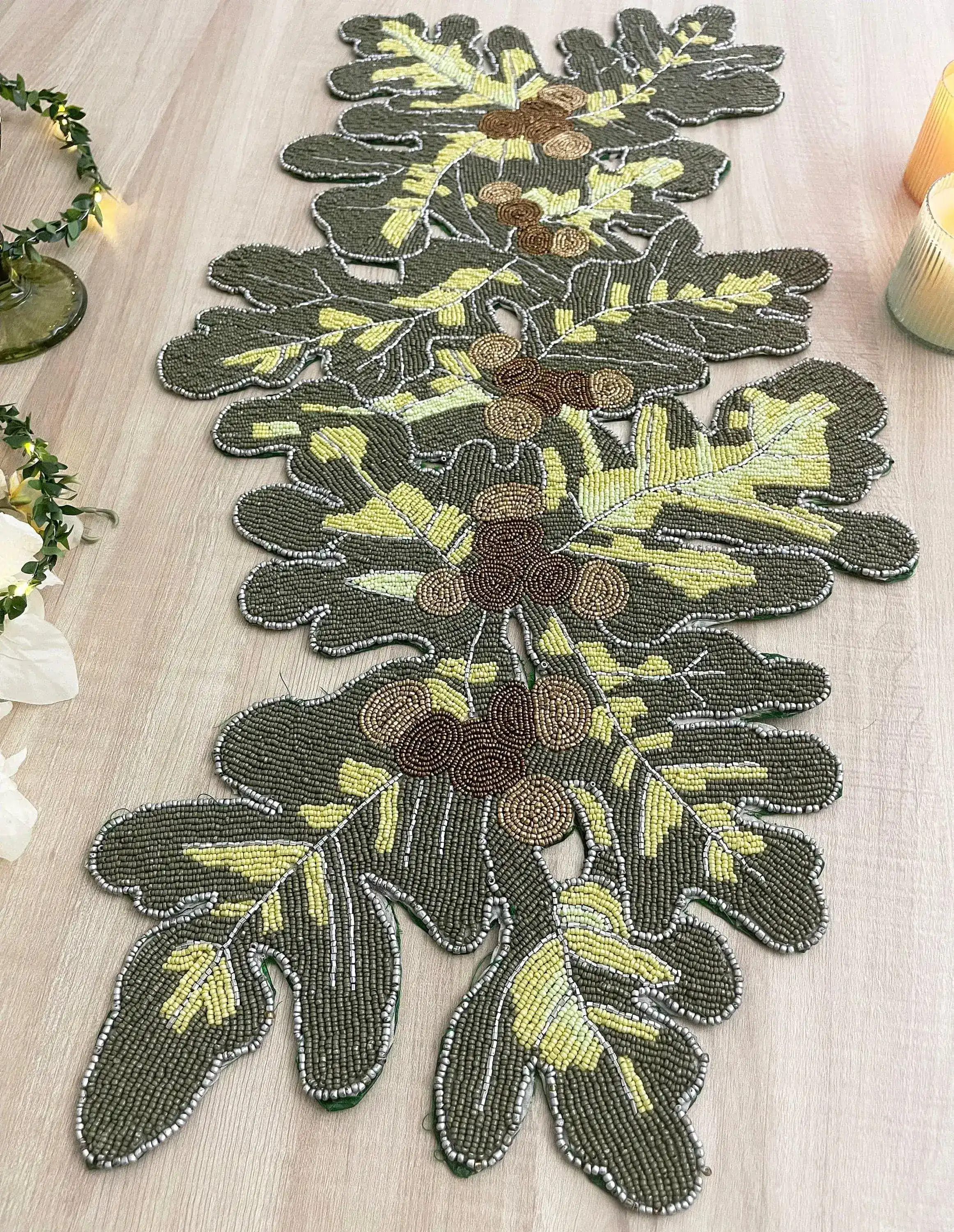Long Leaf Beaded Table Runner - Image 9