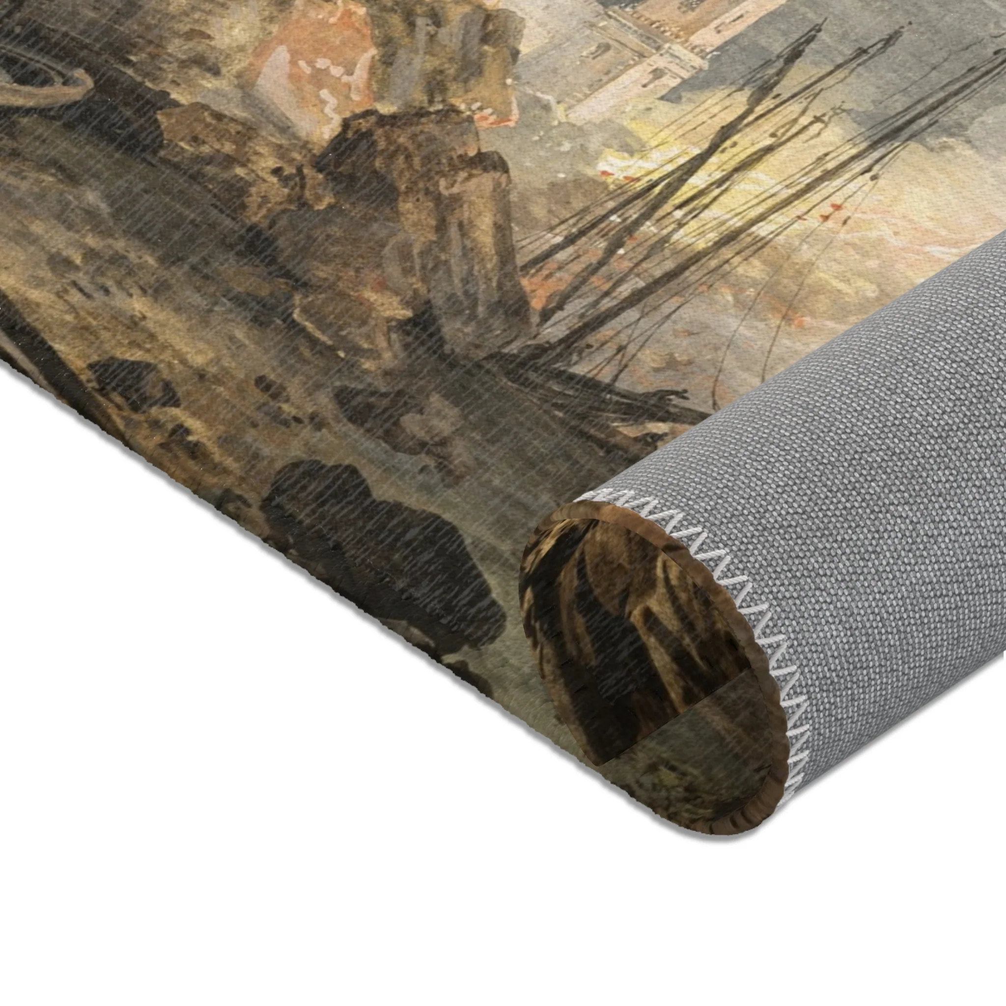 Louis Gabriel Moreau - Fire in the Port | Area Rug - Image 14