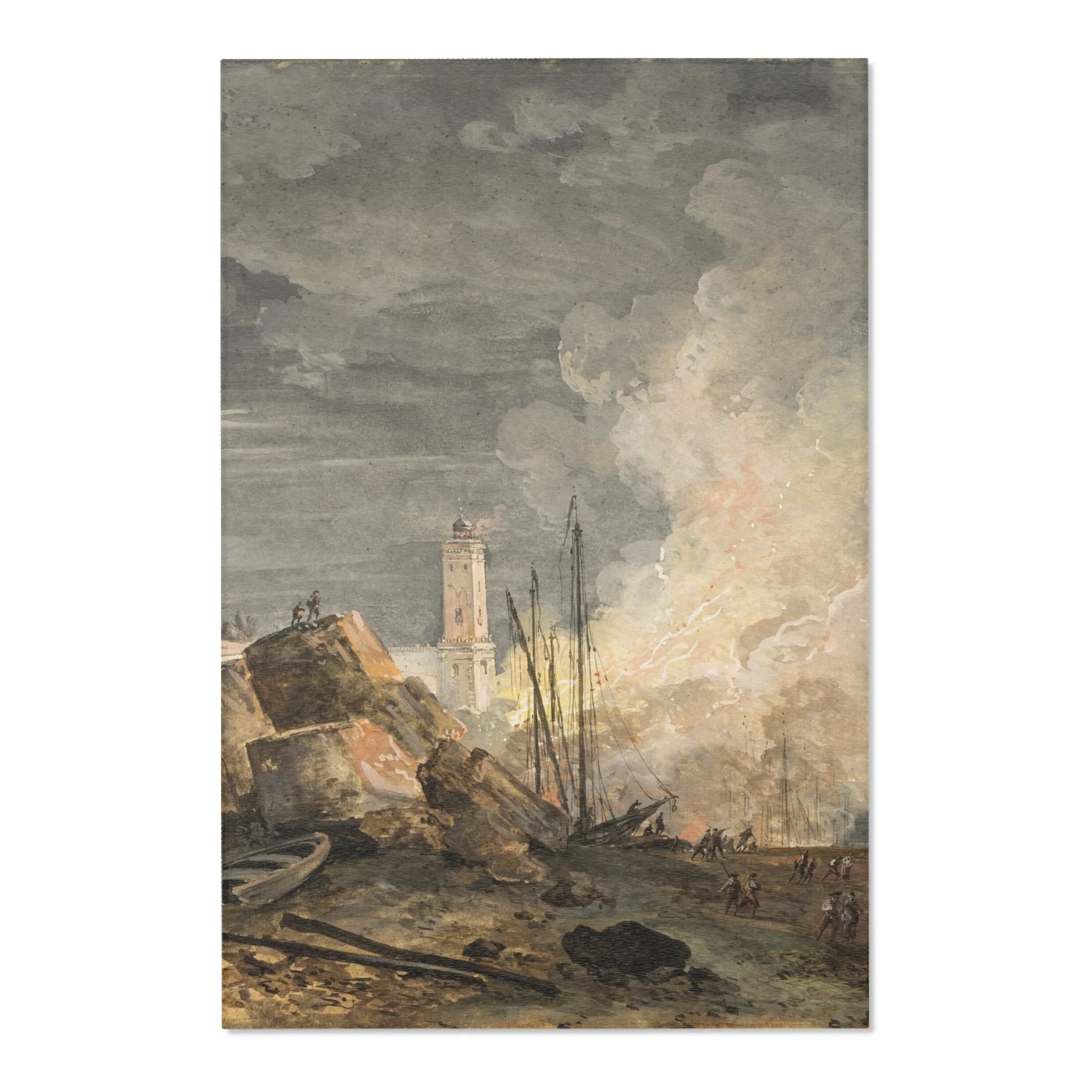 Louis Gabriel Moreau - Fire in the Port | Area Rug - Image 3