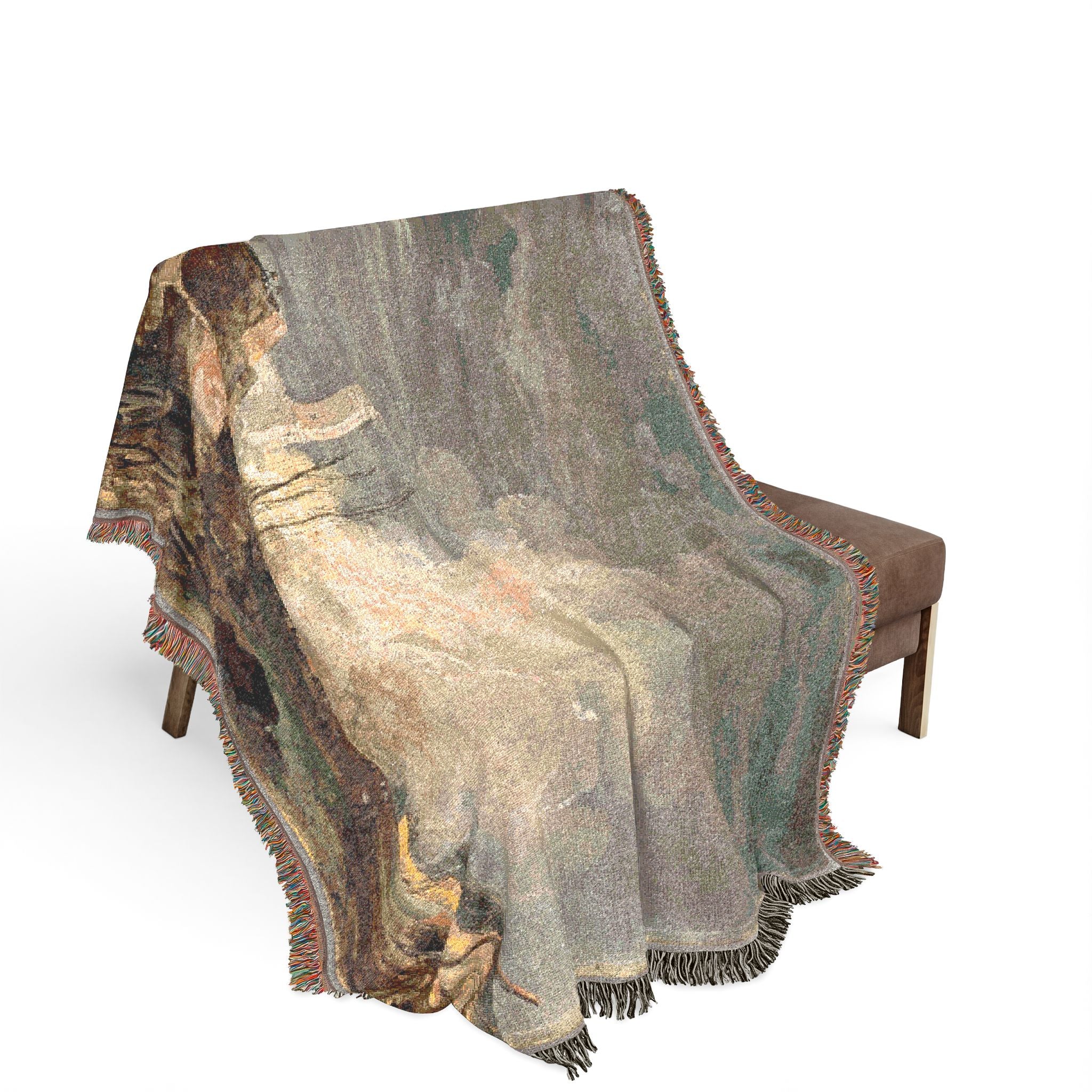 Louis Gabriel Moreau - Fire in the Port | Woven Tapestry Blanket - Image 3