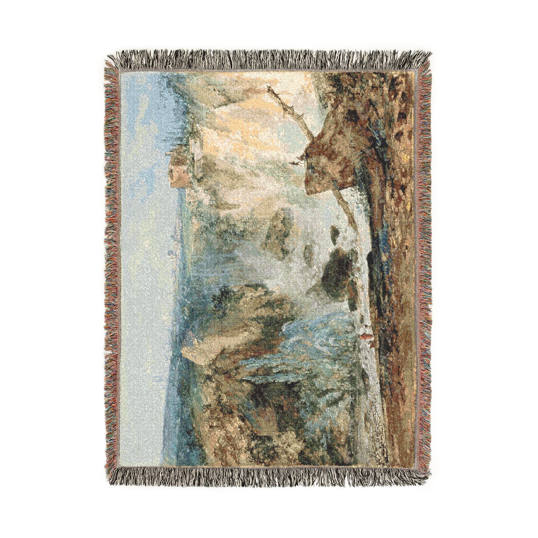 Louis Gabriel Moreau - Waterfall | Woven Tapestry Blanket - Image 11