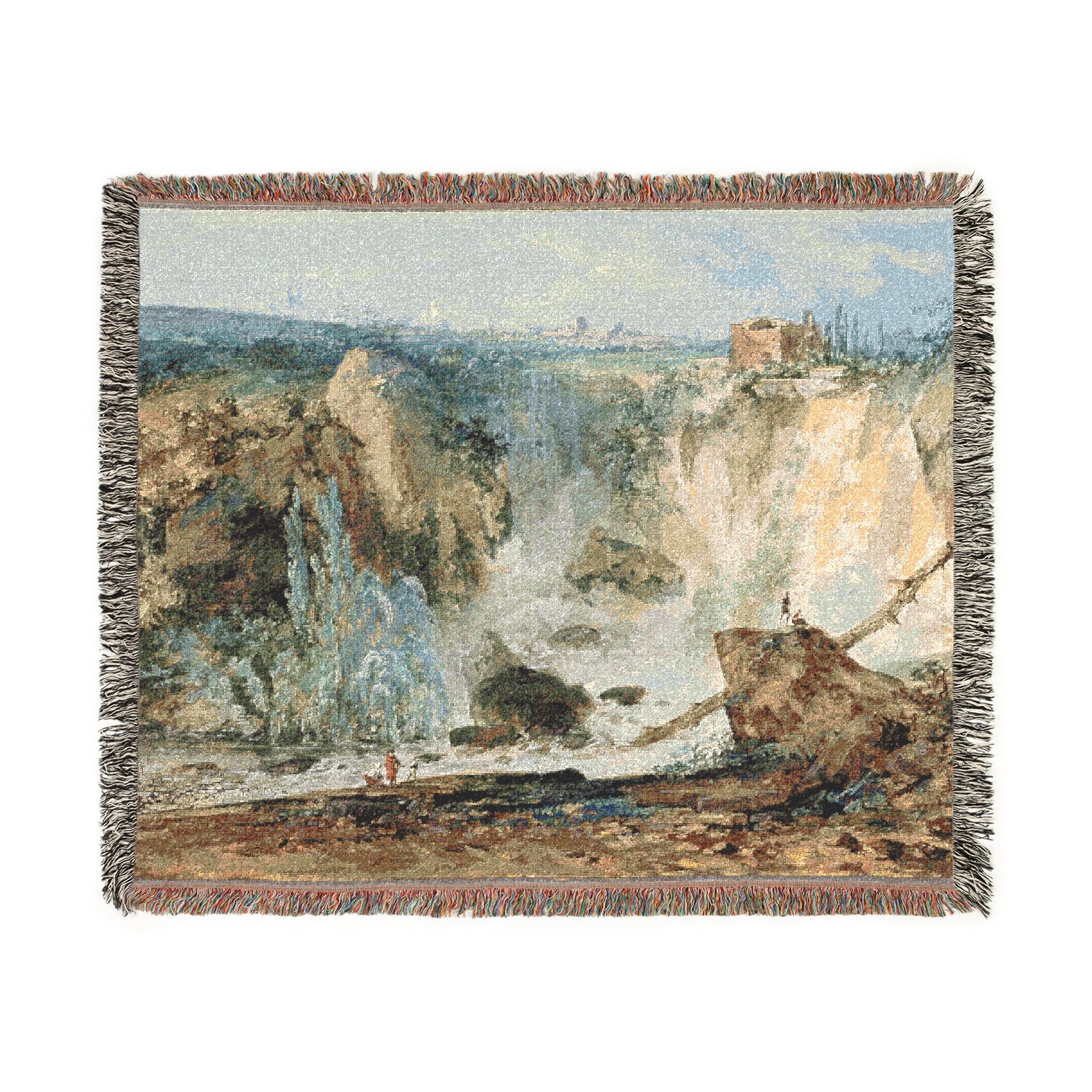 Louis Gabriel Moreau - Waterfall | Woven Tapestry Blanket - Image 2