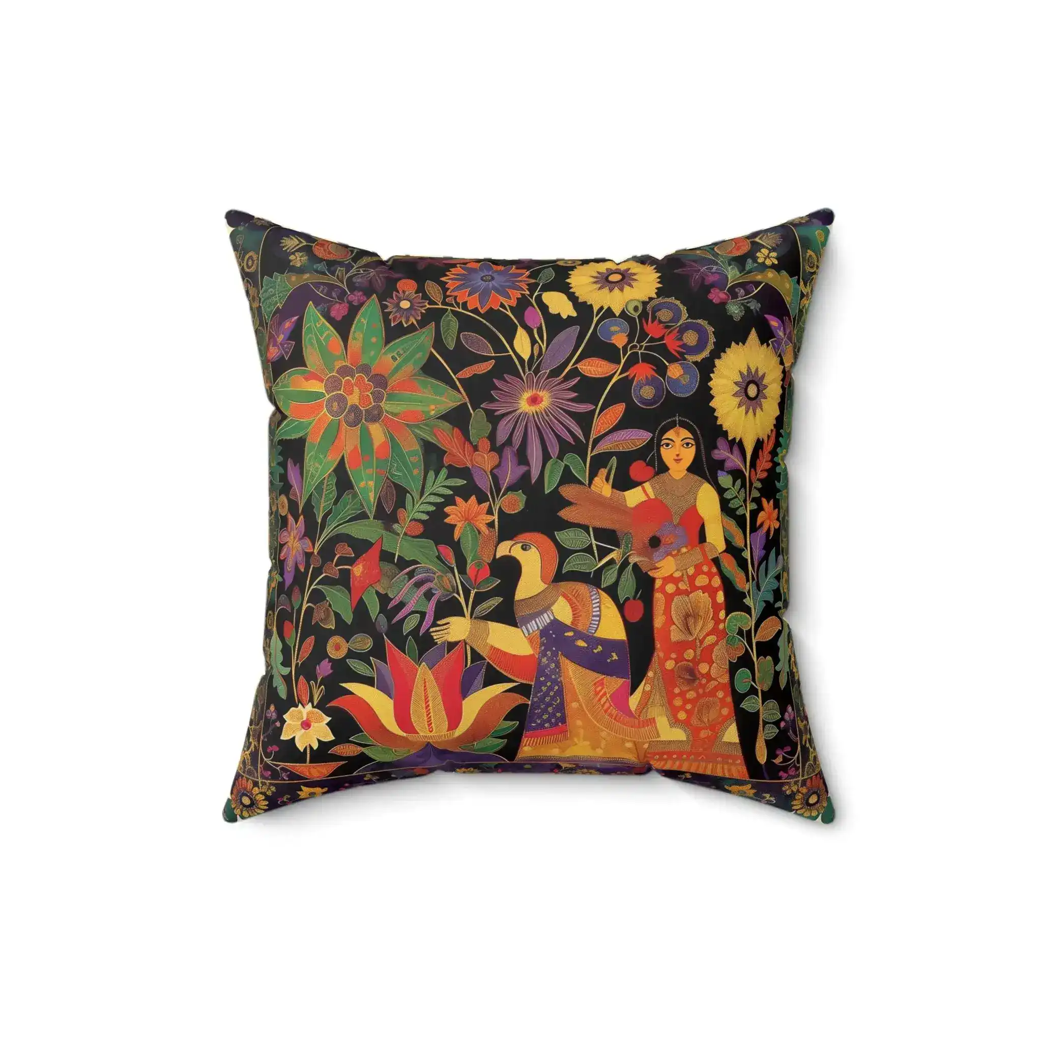 Lovers in Bloom Boho Persian Garden Throw Pillow - Image 2