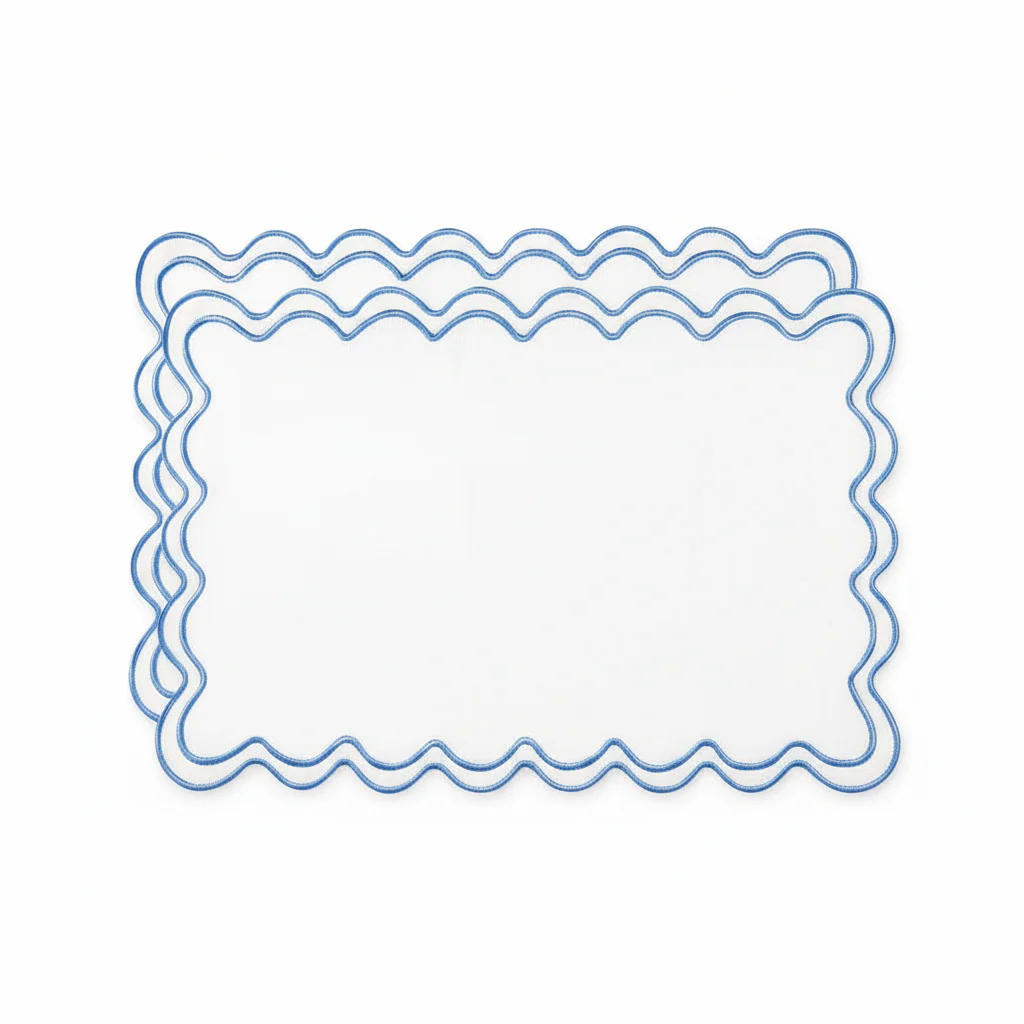Luxurious Blue Scalloped Placemats