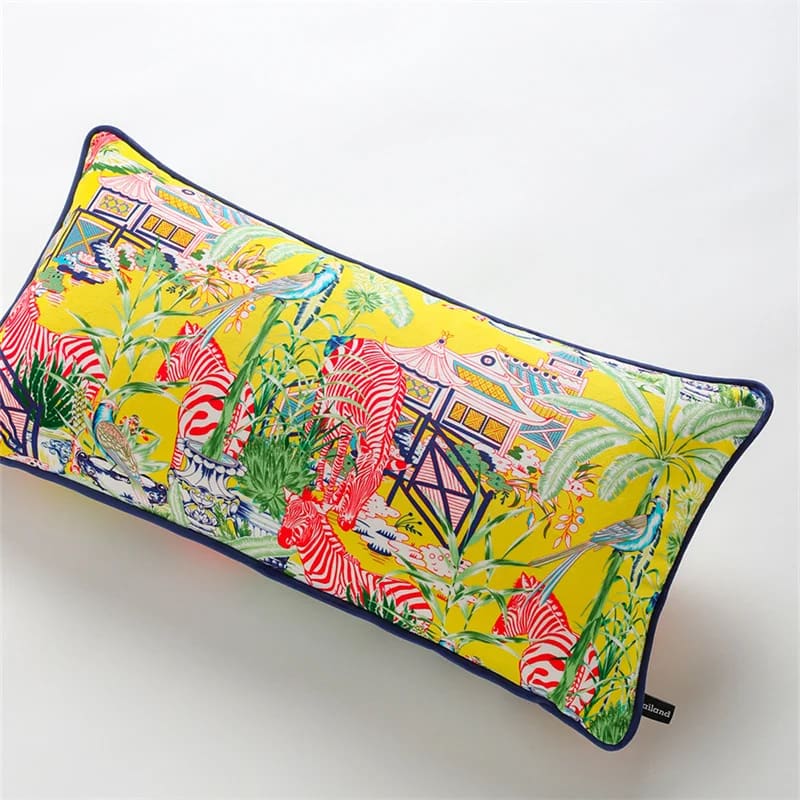 Luxurious Lemon Pagoda & Zebra Pillow Cover - Image 6