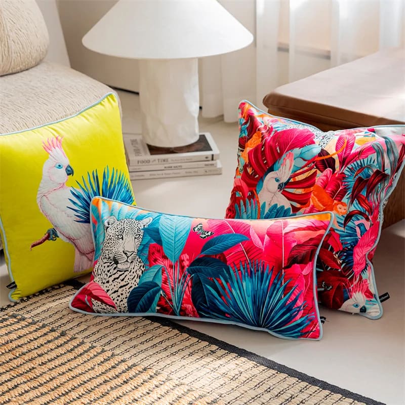Luxurious Tropical Cockatoo Accent Pillow Cover - Image 2