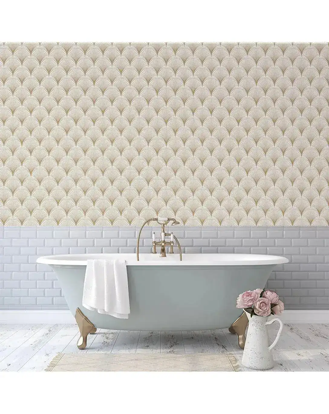 Luxury Gold Scallops Removable Wallpaper - Image 2