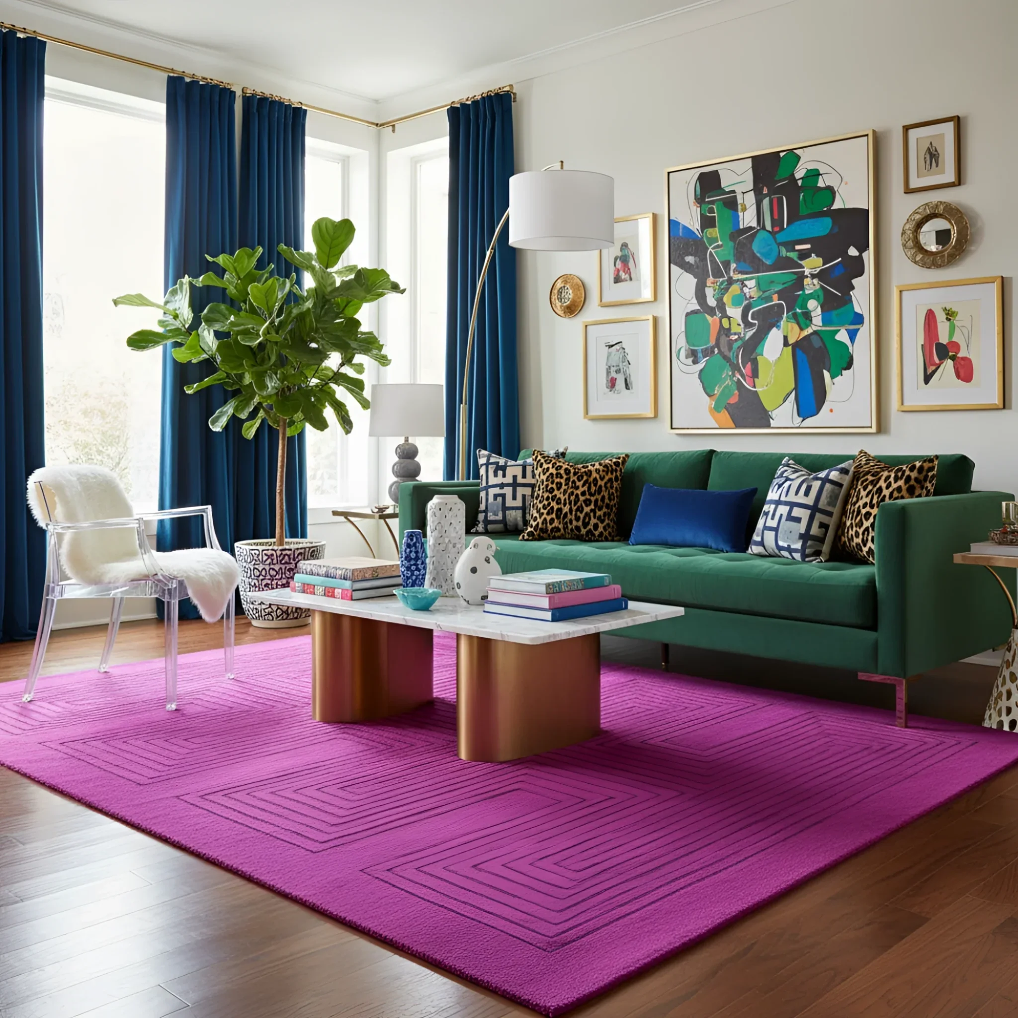 Magenta Artic Geo Modern Hand Tufted Wool Rug - Image 3