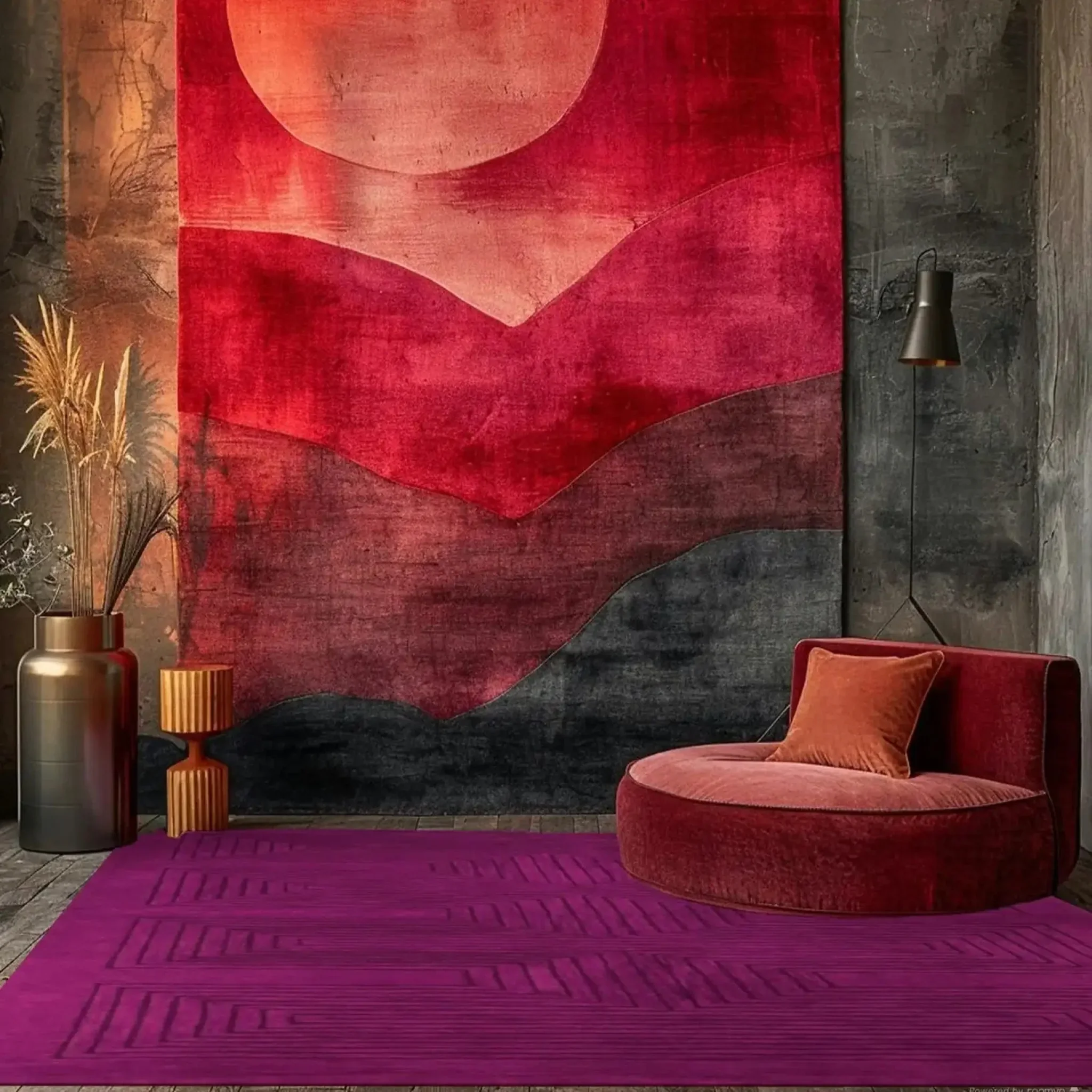 Magenta Artic Geo Modern Hand Tufted Wool Rug - Image 4