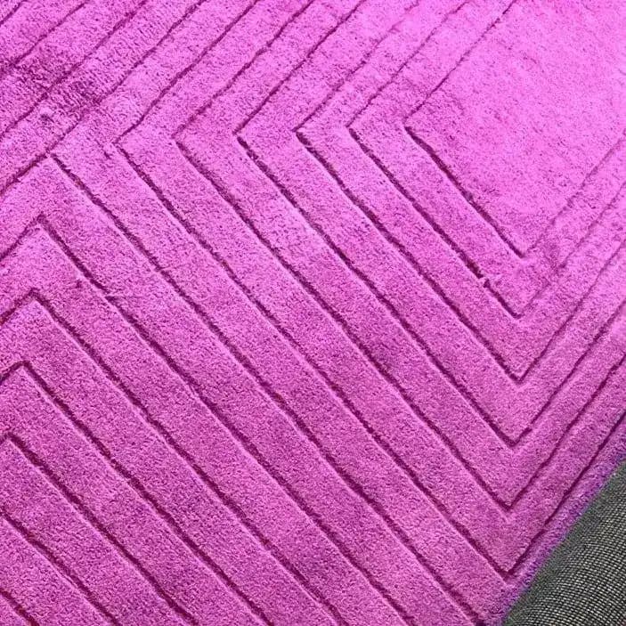 Magenta Artic Geo Modern Hand Tufted Wool Rug - Image 6