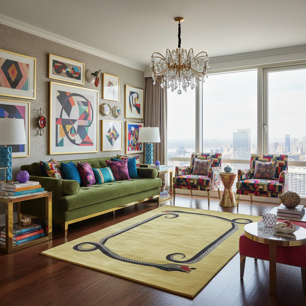 Magic Snake Gold Lush Hand Tufted Wool Rug - Image 3