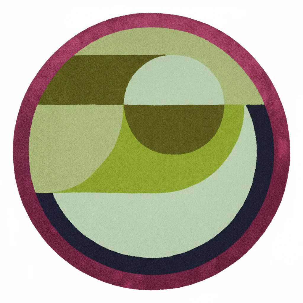 Maia Burgundy Geometric Round Hand Tufted Wool Rug - Image 4