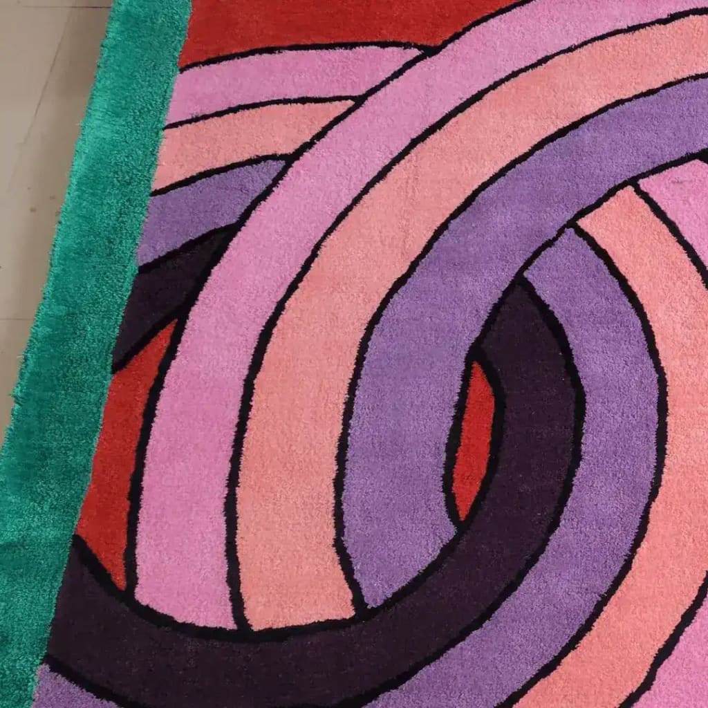 Maia Knotted Circles on Square Hand Tufted Wool Rug - Green - Image 8