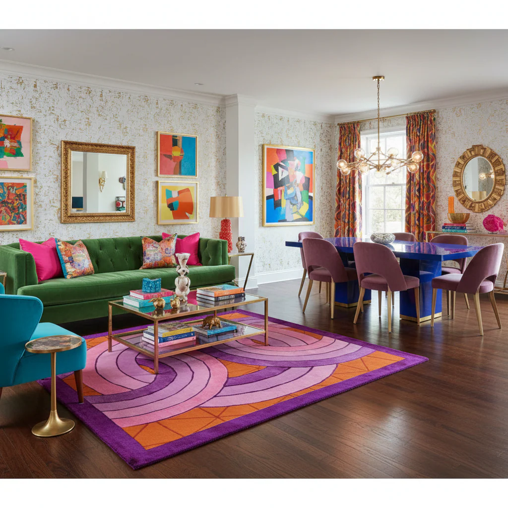 Maia Knotted Circles on Square Hand Tufted Wool Rug - Purple - Image 3